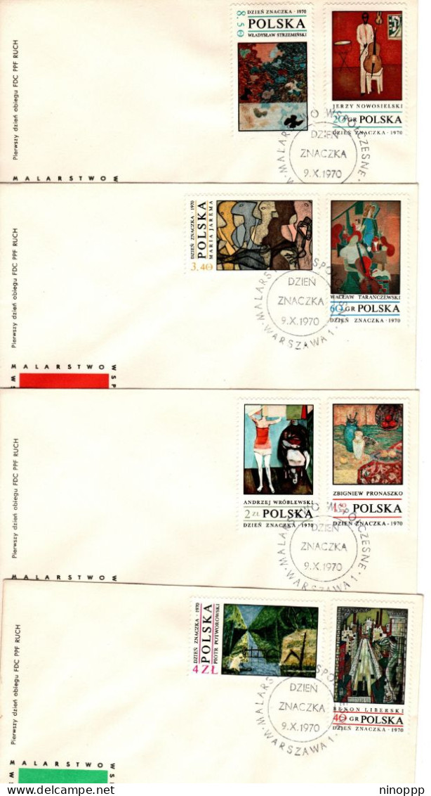 Poland 1970  Stamp Day ,set 4 First Day Covers - FDC