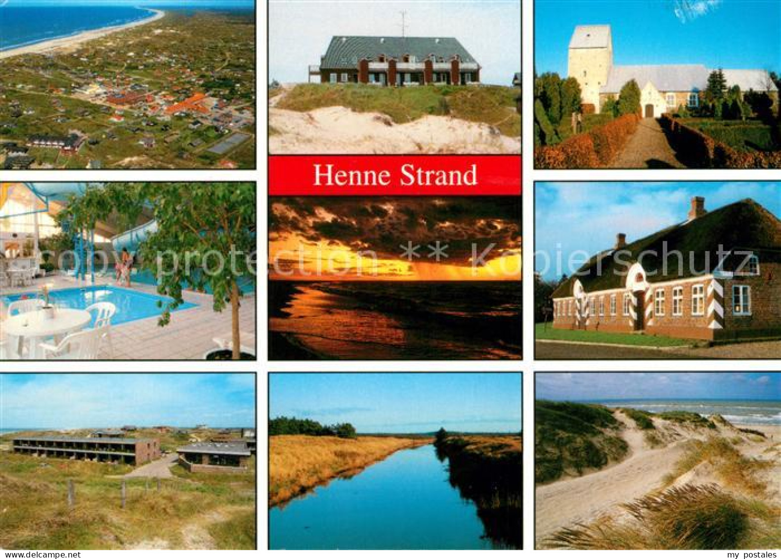 73151596 Henne Strand Hotel Ferienhaus Hallenbad Kanal Duenen Fliegeraufnahme  - Dänemark