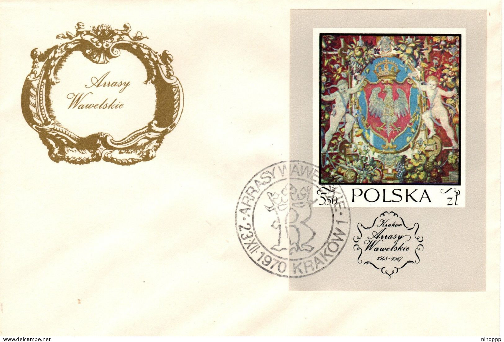 Poland 1970 Tapestries, Coat Of Arms Minisheet, First Day Cover - FDC