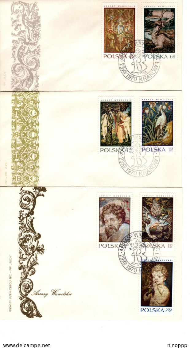 Poland 1970 Tapestries,set Of 3 First Day Cover - FDC