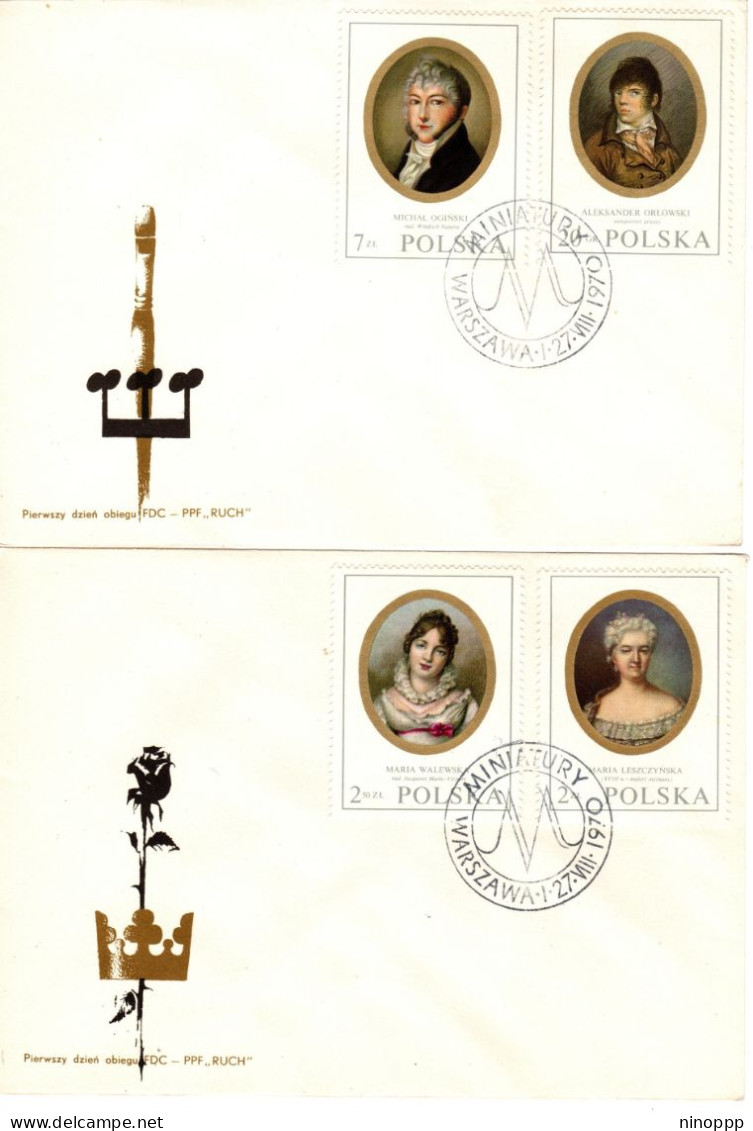 Poland 1970 Miniatures,set Of 4 First Day Cover - FDC