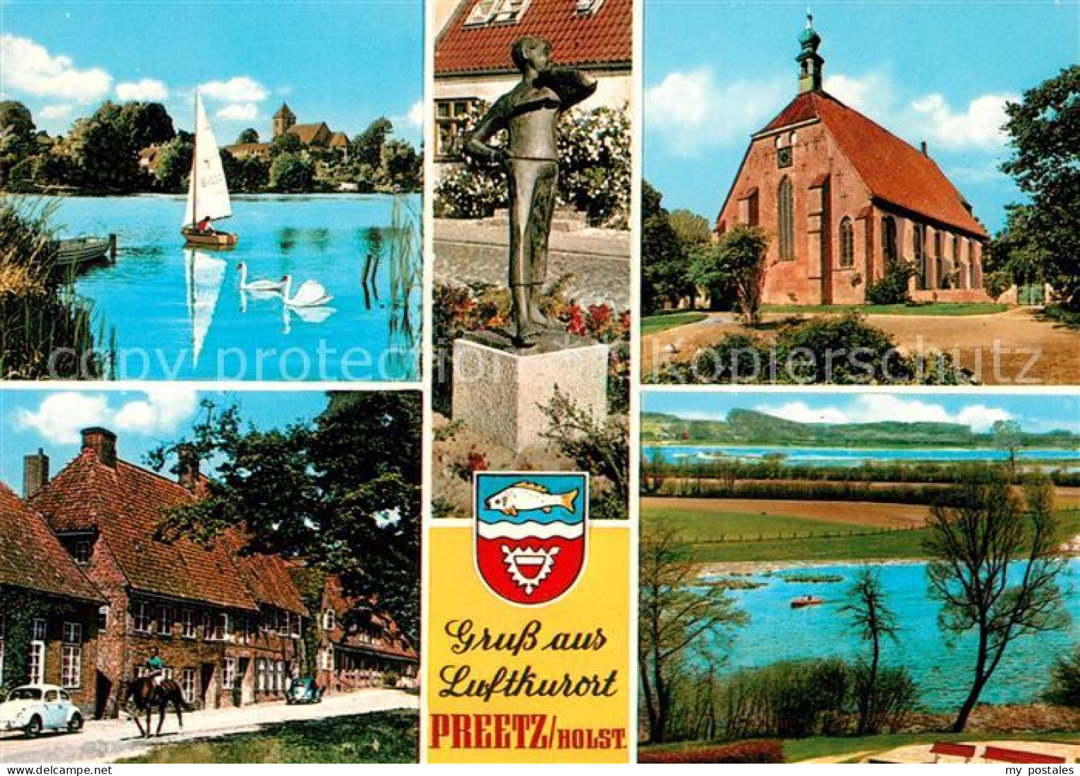 73149062 Preetz Holstein Uferpartie Am See Bauernhof Statue Kirche Landschaftspa - Preetz
