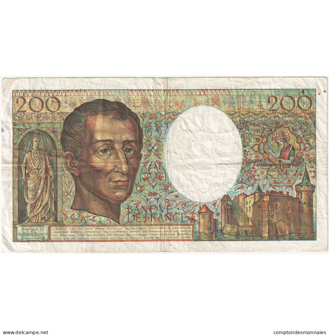 France, 200 Francs, Montesquieu, 1987, F.046, TB+, Fayette:70.7, KM:155b - 200 F 1981-1994 ''Montesquieu''