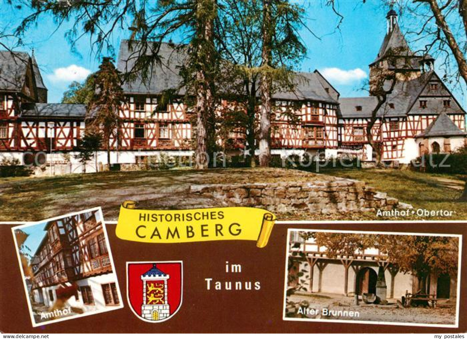73149013 Camberg Bad Amthof Obertor Fachwerkhaeuser Alter Brunnen Wappen Camberg - Bad Camberg