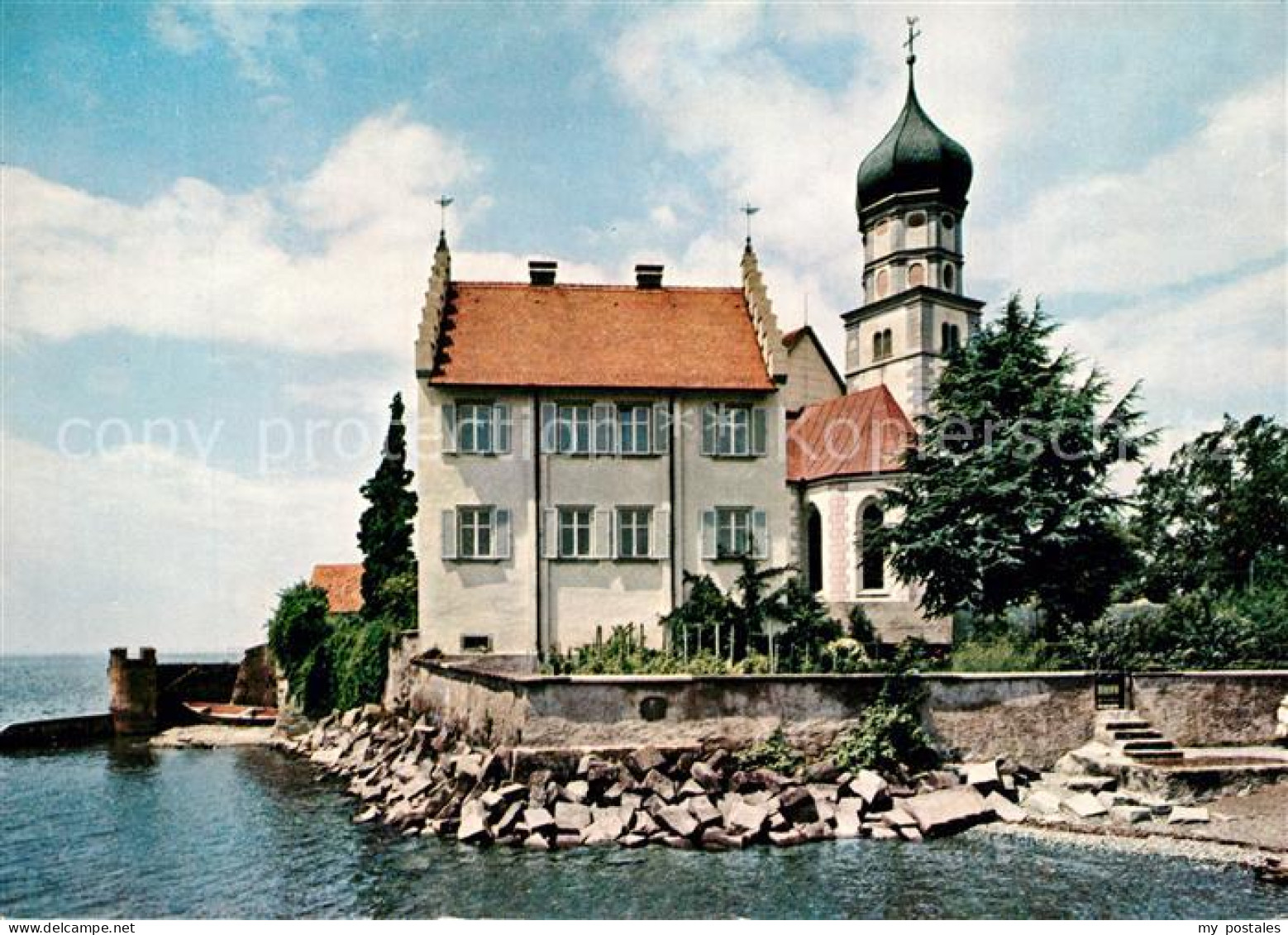 73147592 Wasserburg Bodensee Pfarrkirche St Georg Mit Pfarrhaus Wasserburg Boden - Wasserburg (Bodensee)