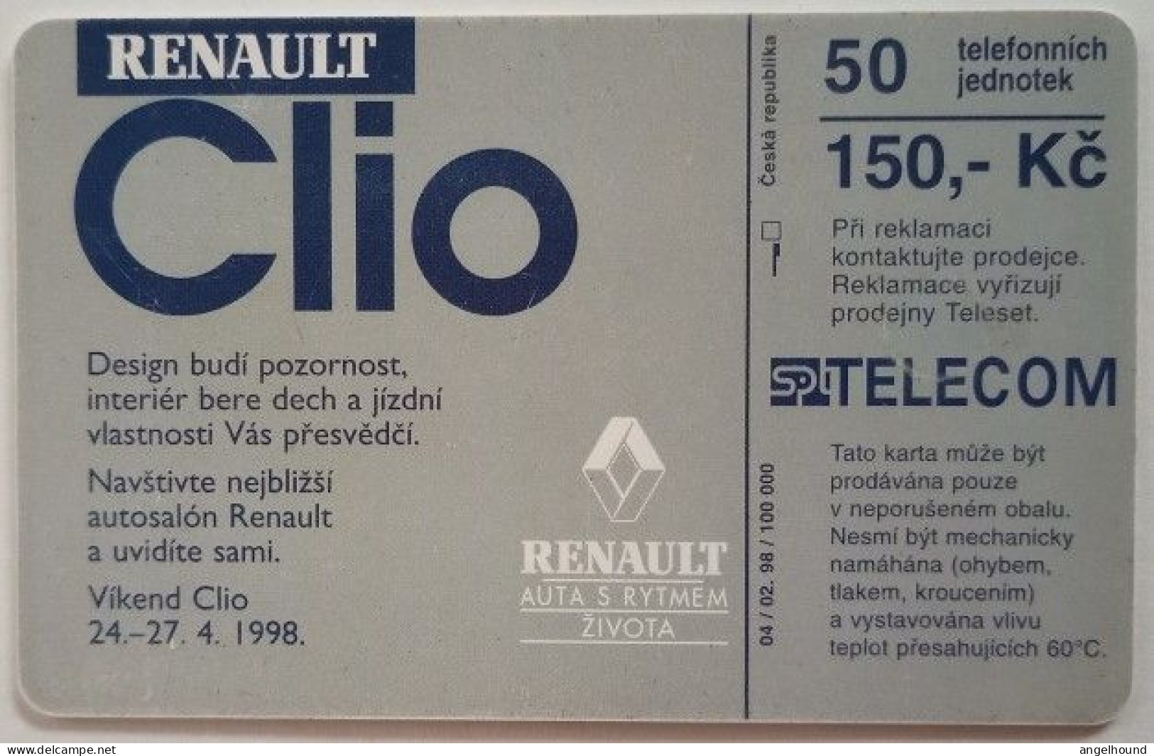 Czech Republic 50 Unit CXhip Card - Clio - República Checa