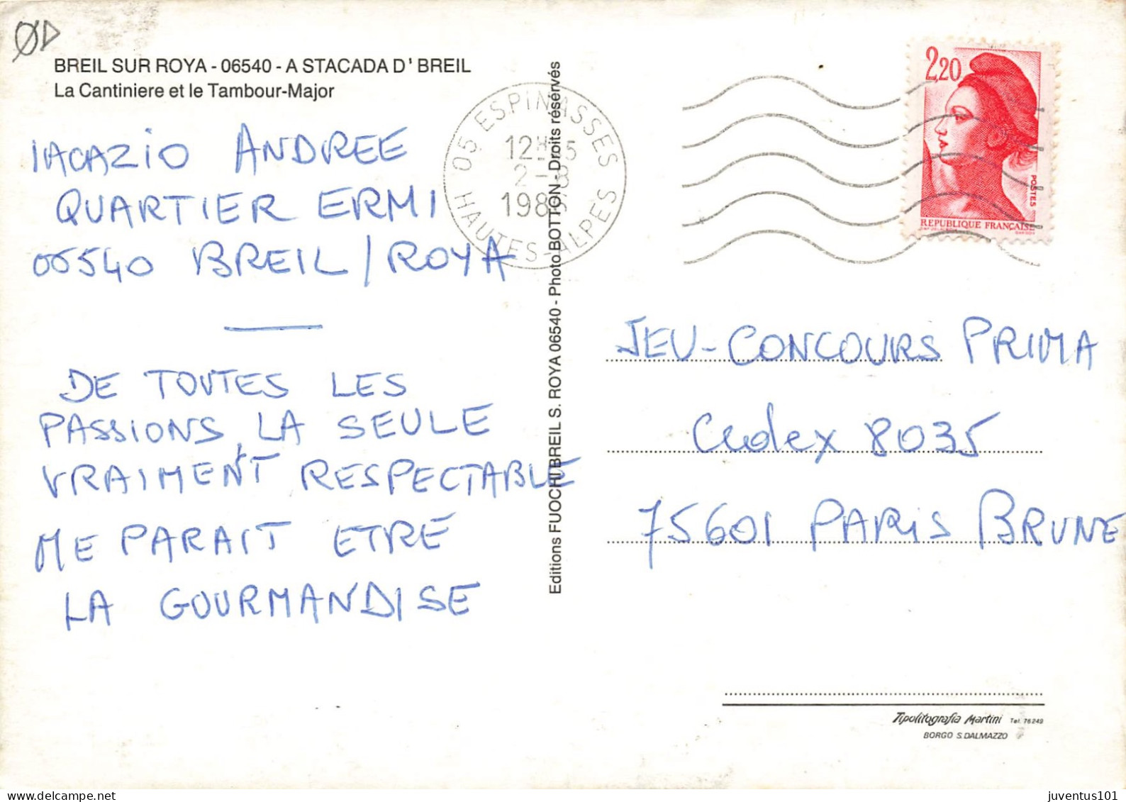 CPSM Breil Sur Roya-La Cantinière Et Le Tambour Major-Timbre-RARE    L2697 - Breil-sur-Roya