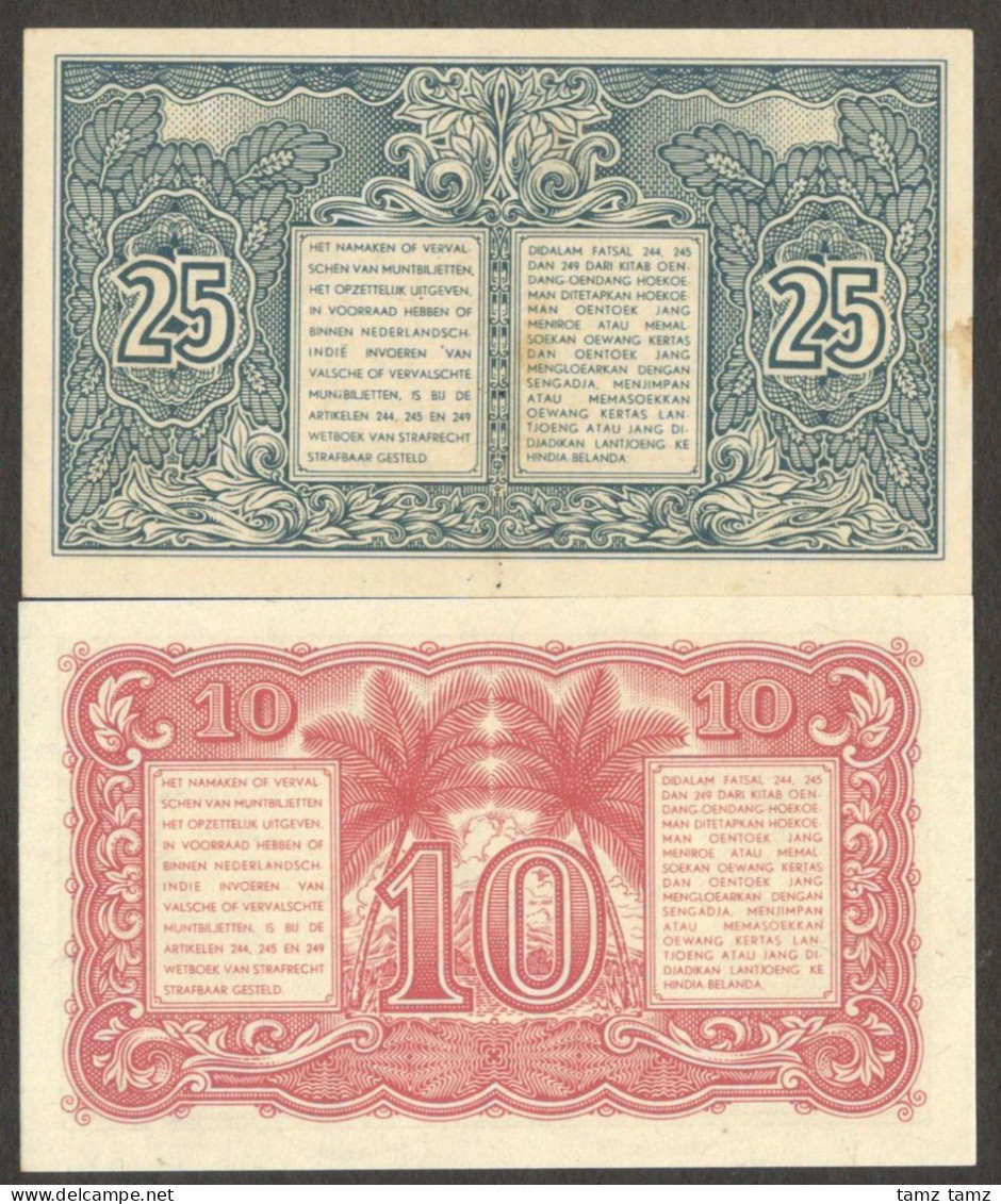 Full Set Netherlands Indies Indonesia 10 25 Sen 1947 UNC - Indonesië