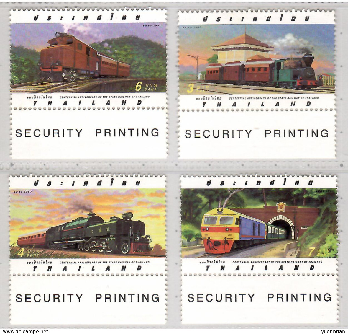 Thailand 1997, Train, Set Of 4v, MNH** - Trains