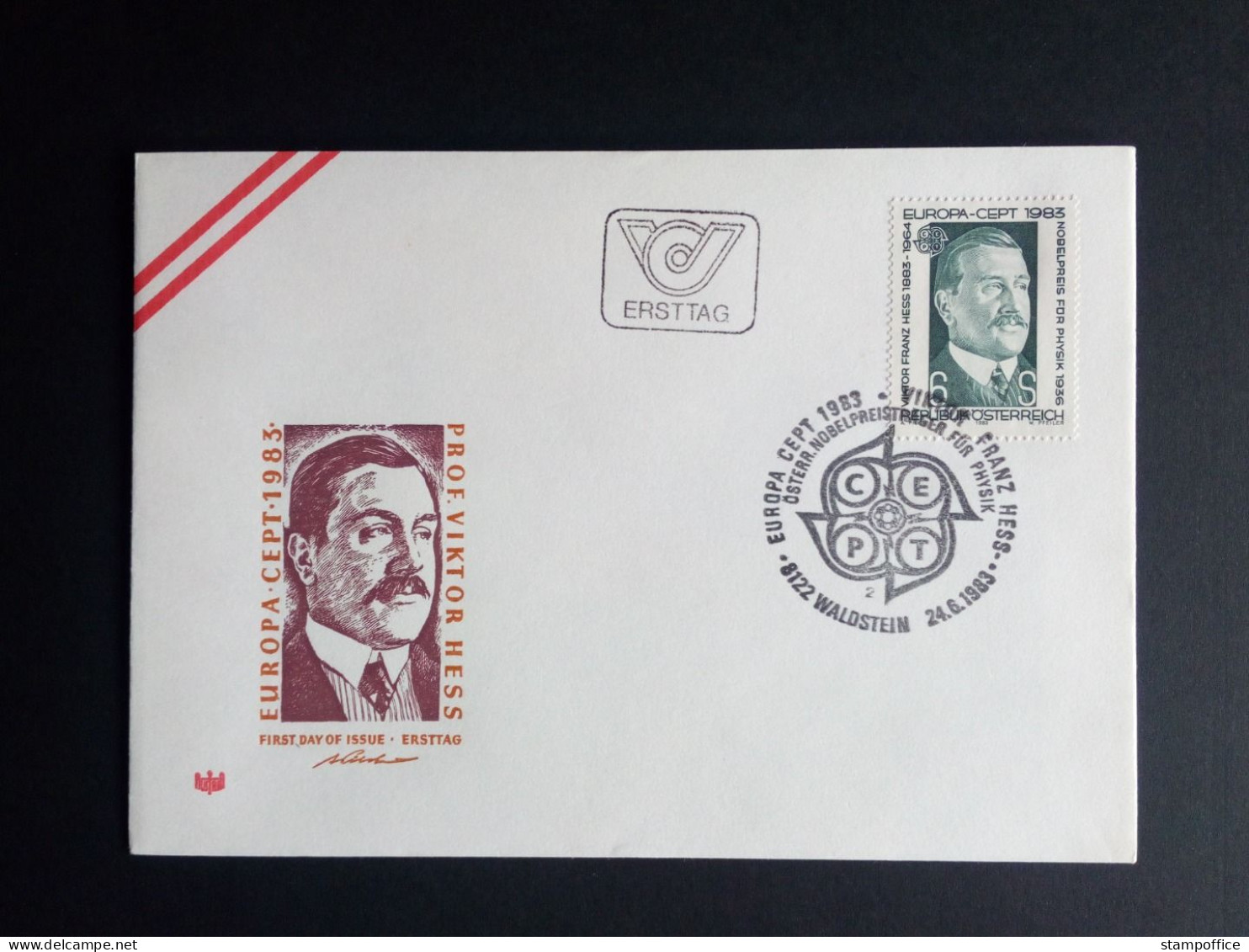 ÖSTERREICH MI-NR. 1743 FDC EUROPA CEPT 1983 NOBELPREISTRÄGER HESS - 1983