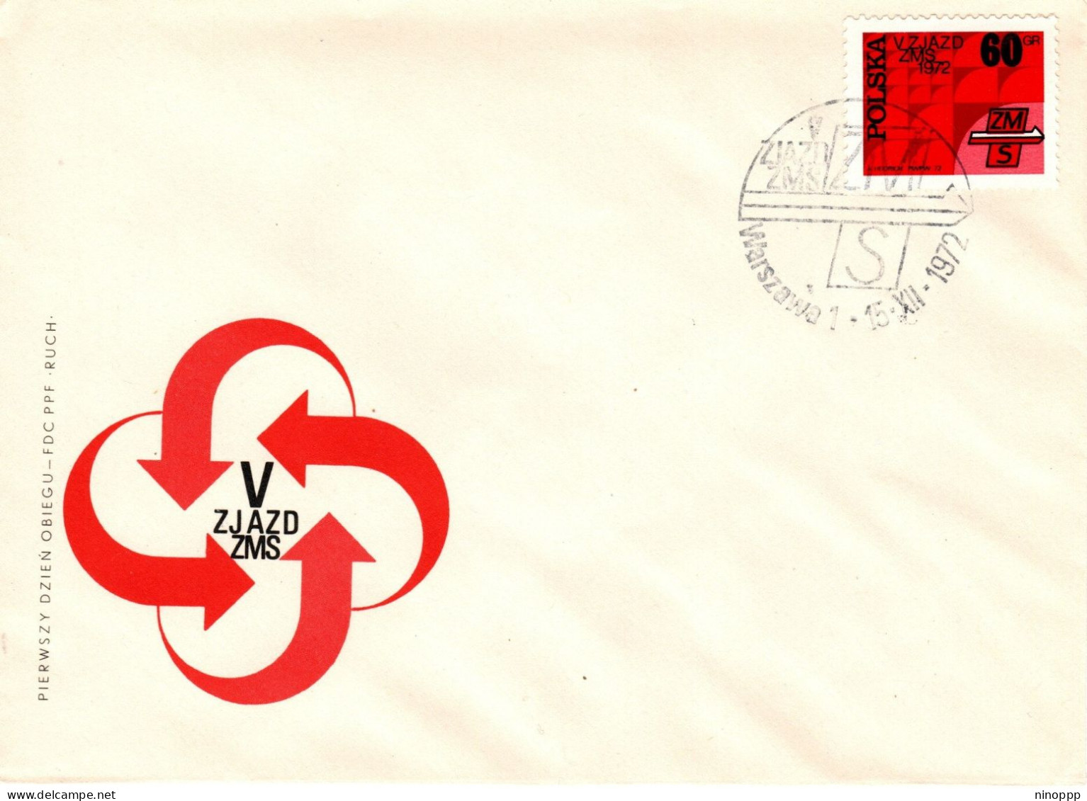 Poland 1972 5th Congress Of Socialist Youth  Union First Day Cover - FDC