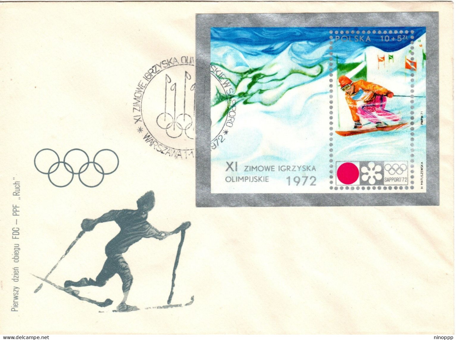 Poland 1972 Sapporo Winter Olympic Games,minisheet, First Day Cover - FDC