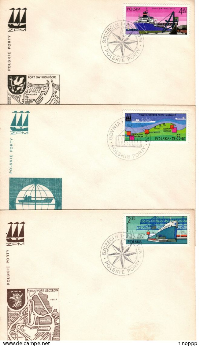 Poland 1976 Polish Ports ,set 6 First Day Covers - FDC