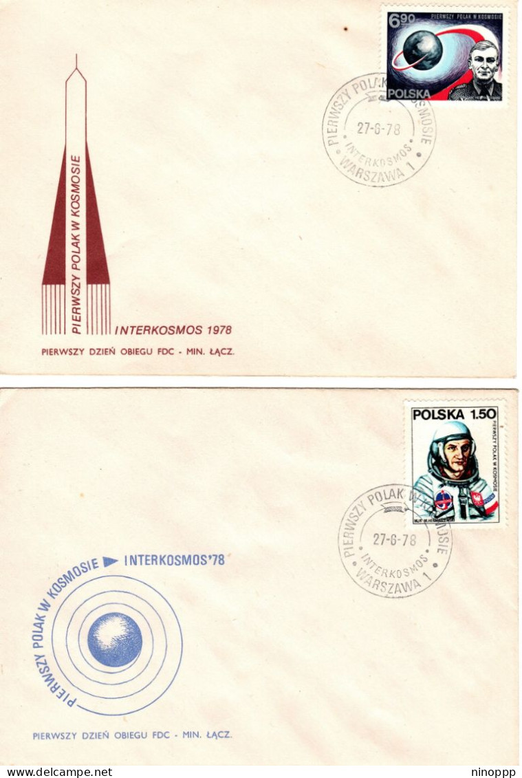 Poland 1978 First Polish Cosmonaut Set 2  First Day Covers - FDC