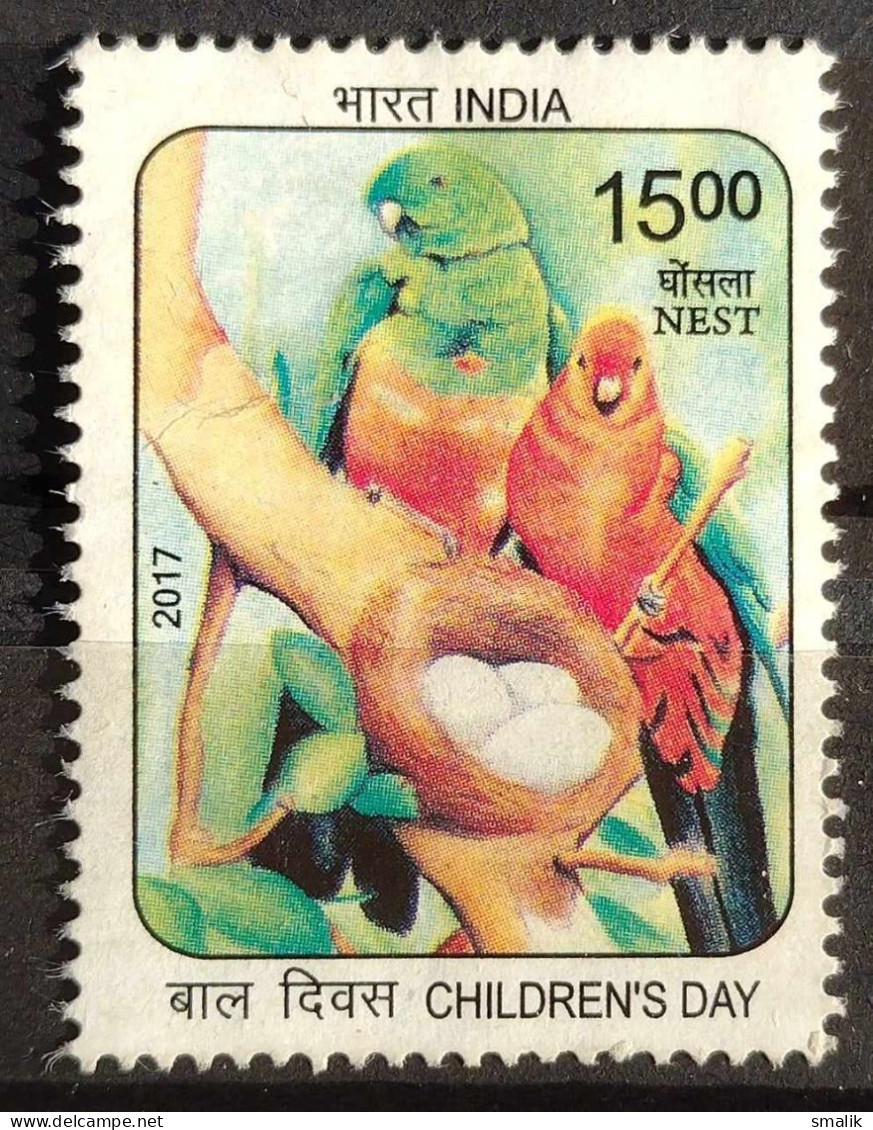 INDIA 2017 - NEST, Parrot Birds Eggs, Fine Used Stamp - Gebraucht