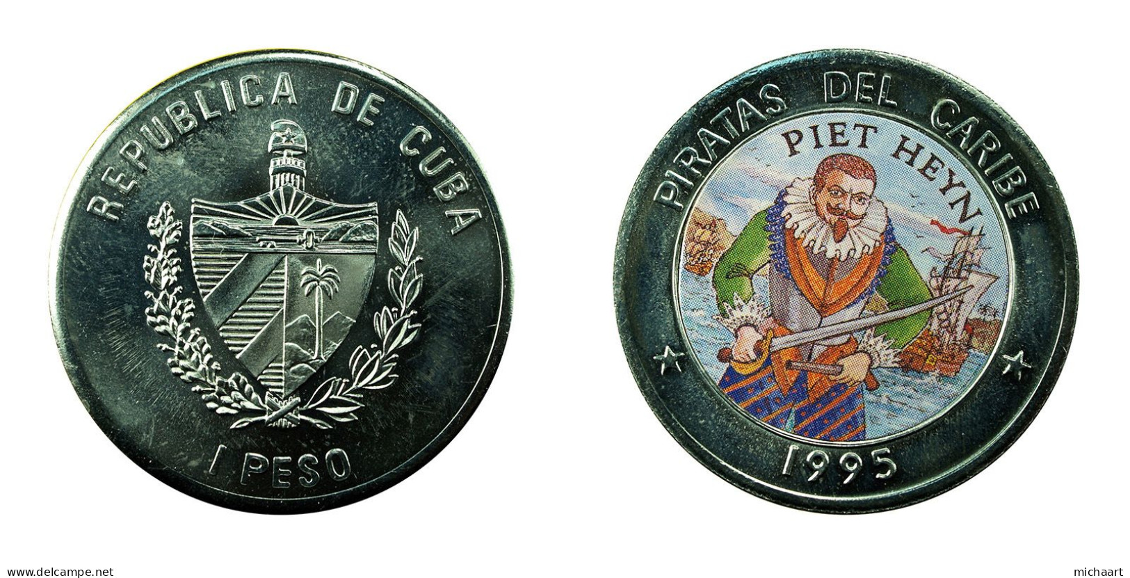 Cuba Coin 1 Peso 1995 Pirates Of The Caribbean Piet Heyn 02762 - Cuba
