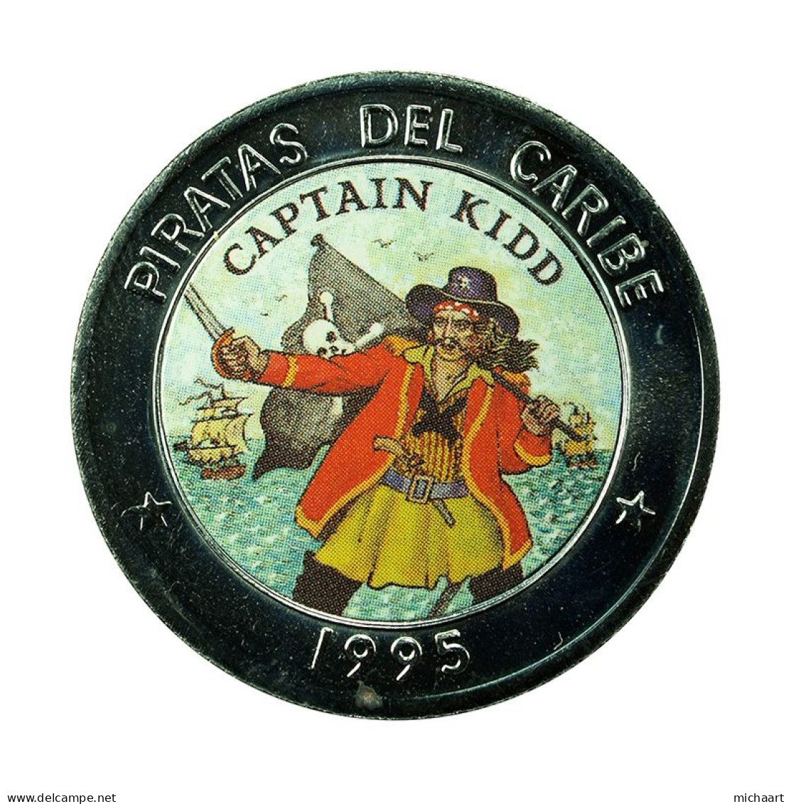 Cuba Coin 1 Peso 1995 Pirates Of The Caribbean Captain Kidd 02764 - Kuba