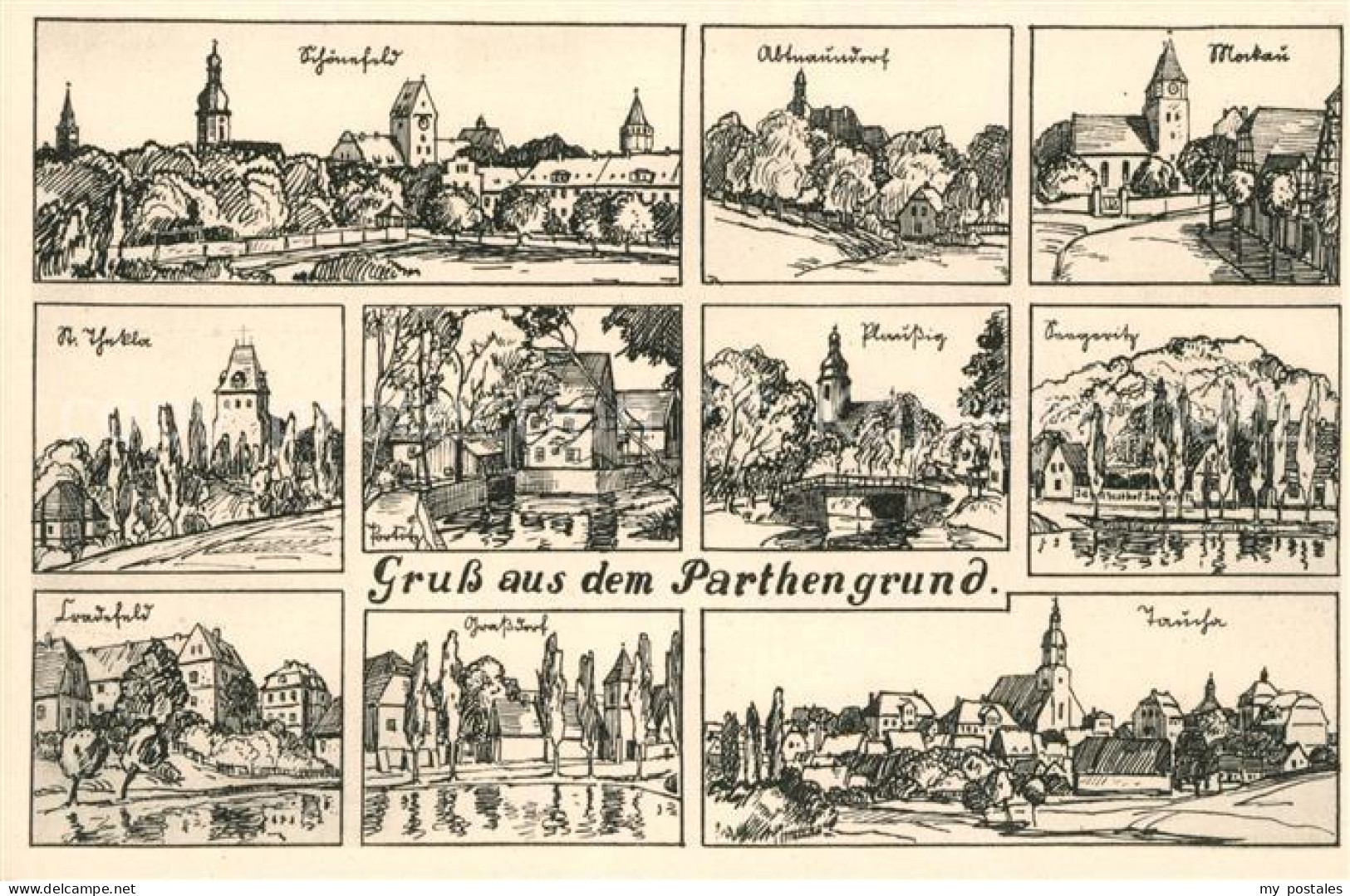 73140133 Grimma Staedte Und Doerfer Im Parthengrund Zeichnungen Kuenstlerkarte G - Grimma