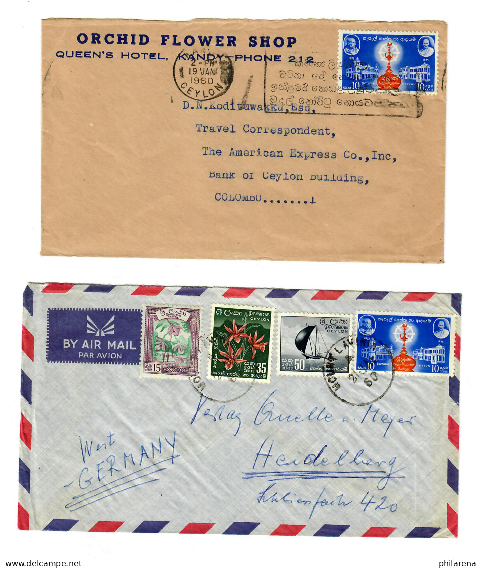 6x Cover/postcard Around 1960 To Germany - Sri Lanka (Ceylon) (1948-...)