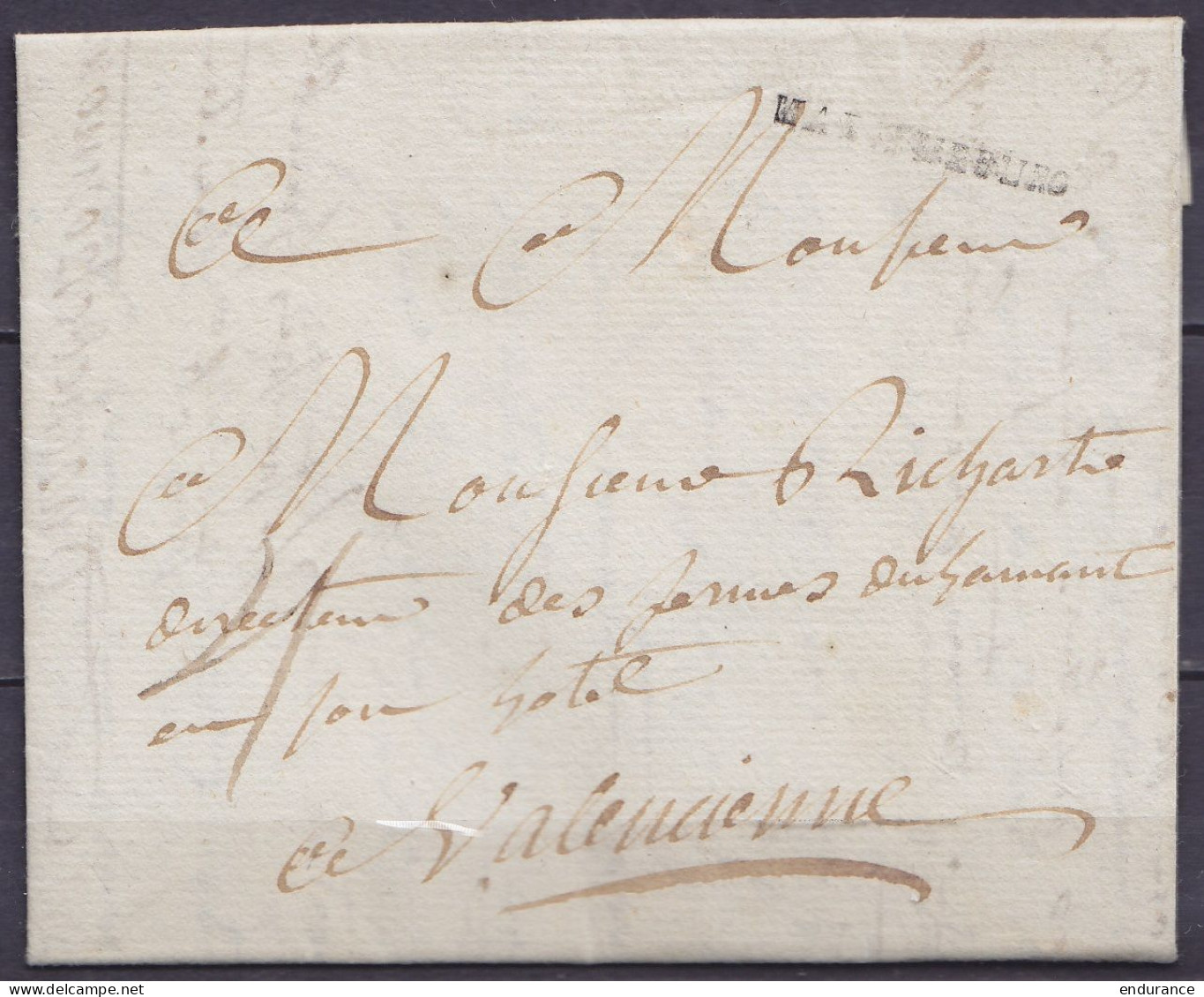 L. Datée 6 Septembre 1787 De Tromcourt Pour VALENCIENNE - Griffe "MARIEMBOURG" - 1714-1794 (Oostenrijkse Nederlanden)