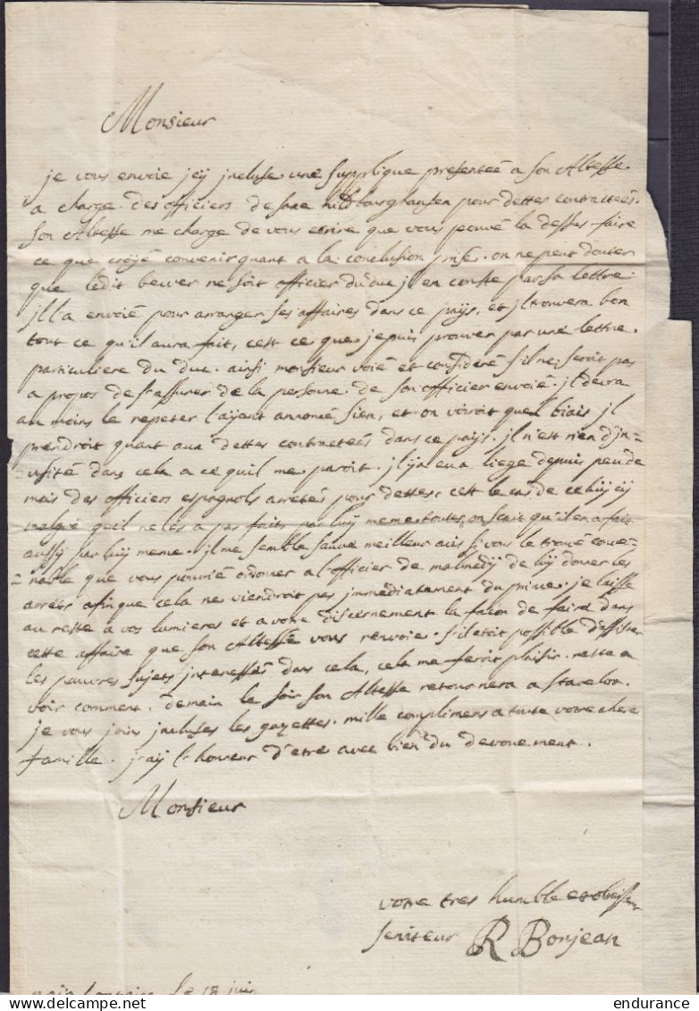 L. Datée 18 Juin 1769 De NOIREFONTAINE (Bouillon) Pour Conseiller Intime De L'Abbé Prince De STAVELOT - 1714-1794 (Paises Bajos Austriacos)