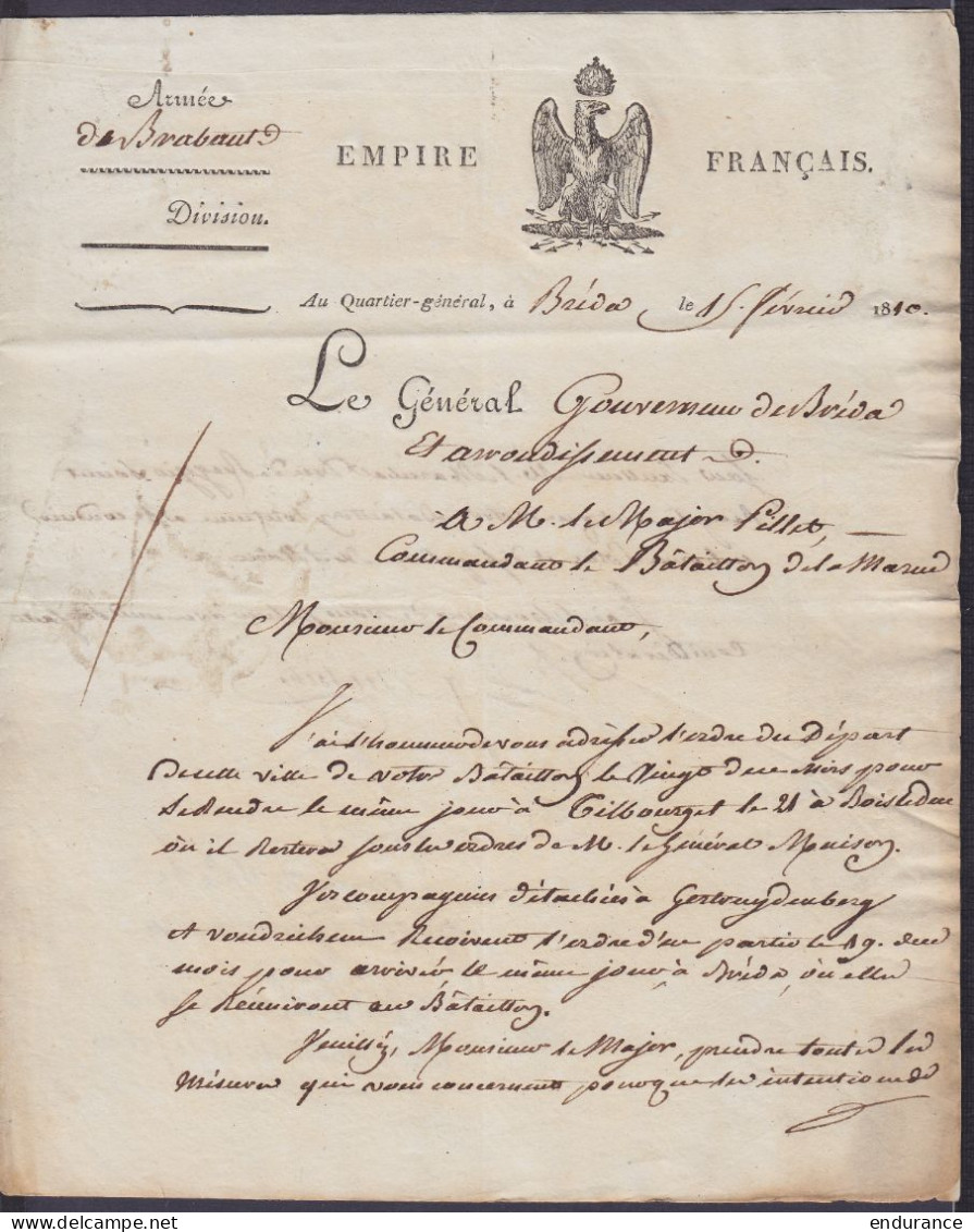 L. Armée Du Brabant Datée 15 Février 1810 Du Quartier-Général De Bréda - Voir Scans - 1794-1814 (Periodo Frances)