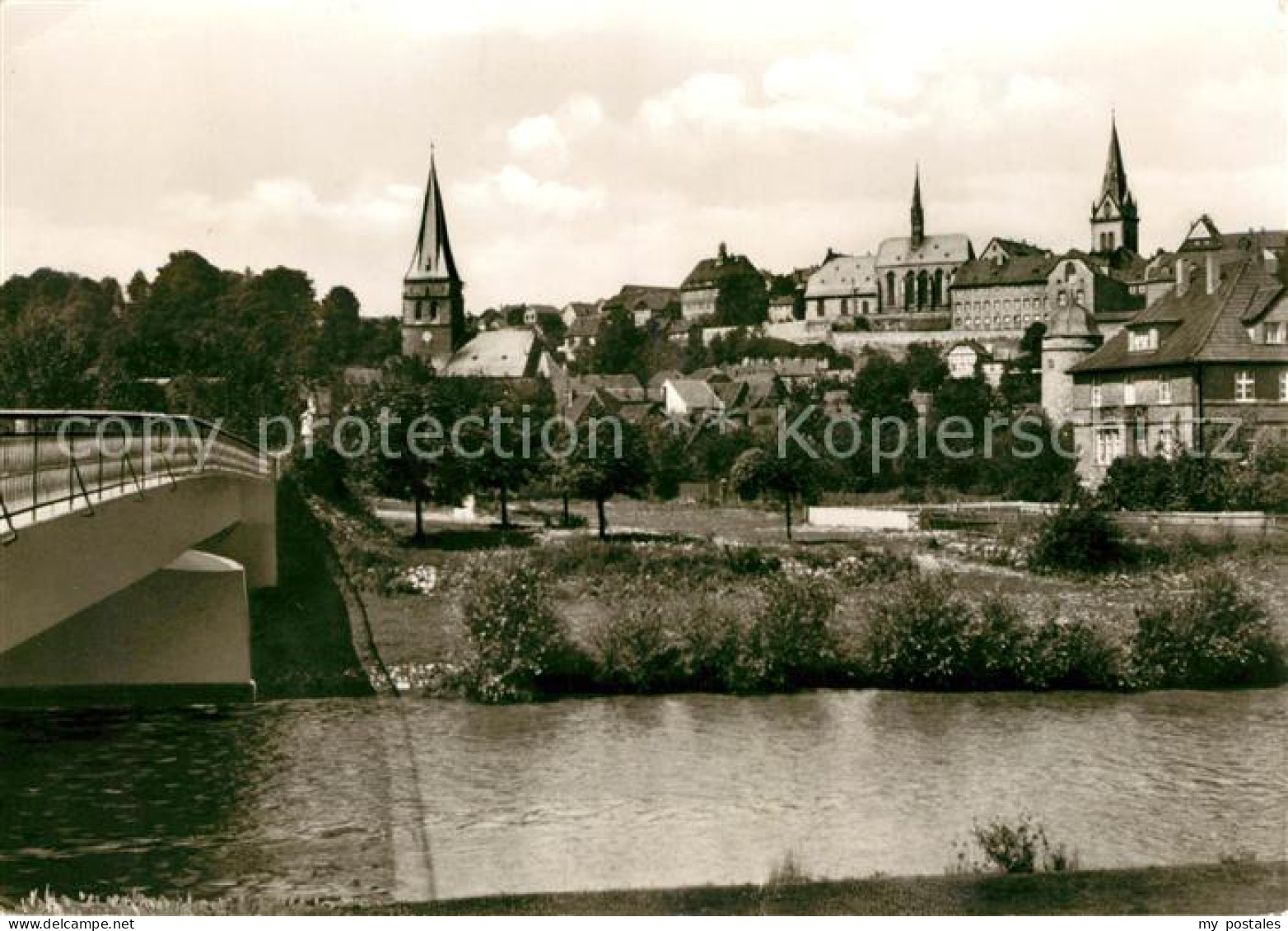 73136835 Warburg Westfalen Partie An Der Diemel Bruecke Ortsansicht Mit Kirche W - Warburg