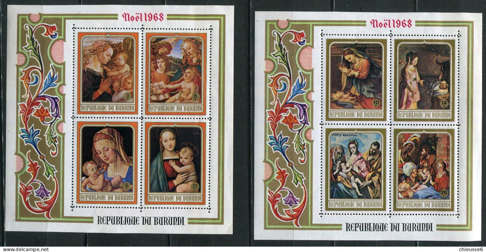 Burundi ** Blocs 27 - 28 - Noël. Tableaux - Unused Stamps