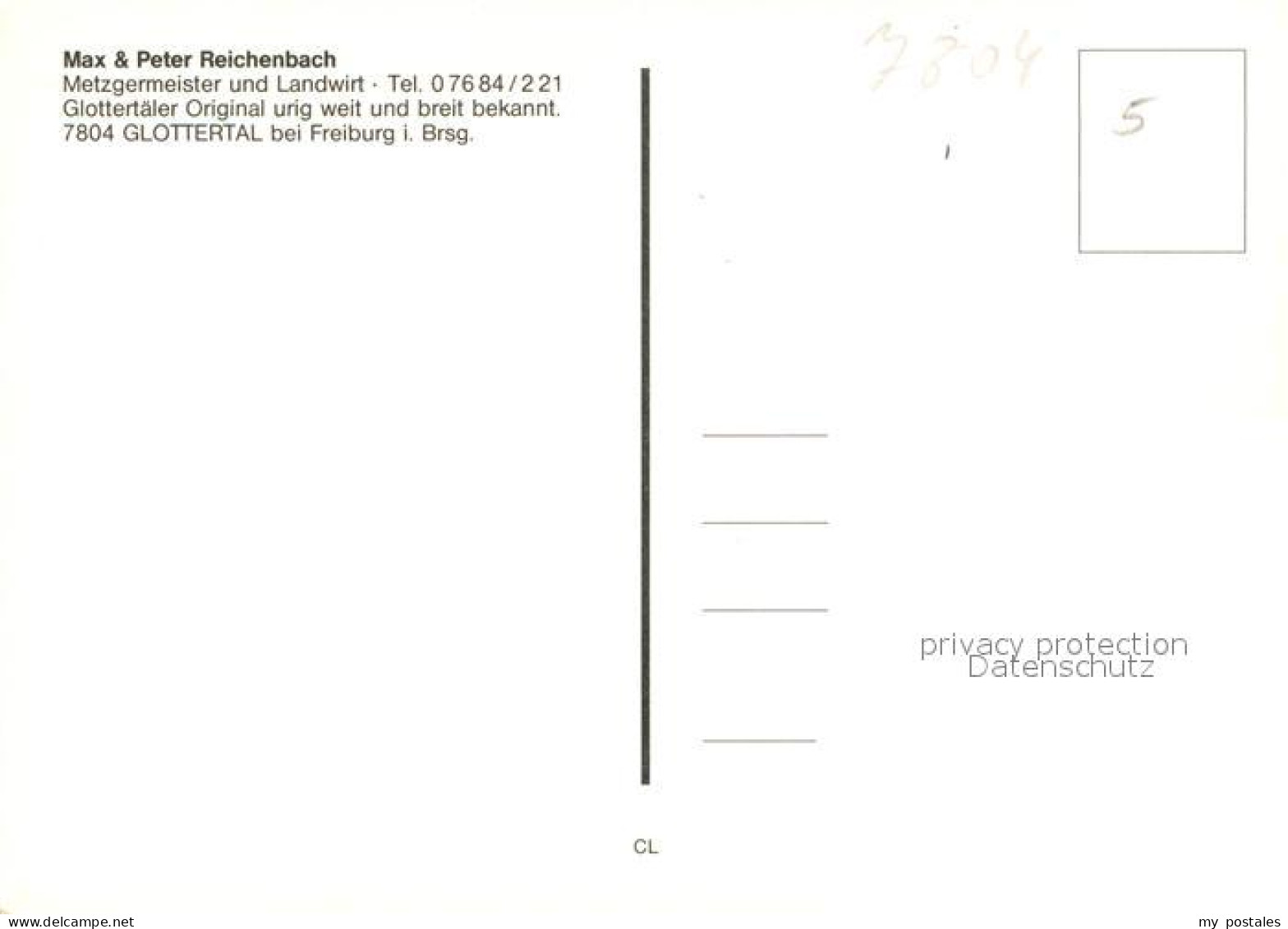 73134328 Glottertal Metzgerei Max Und Peter Reichenbach Glottertal - Glottertal