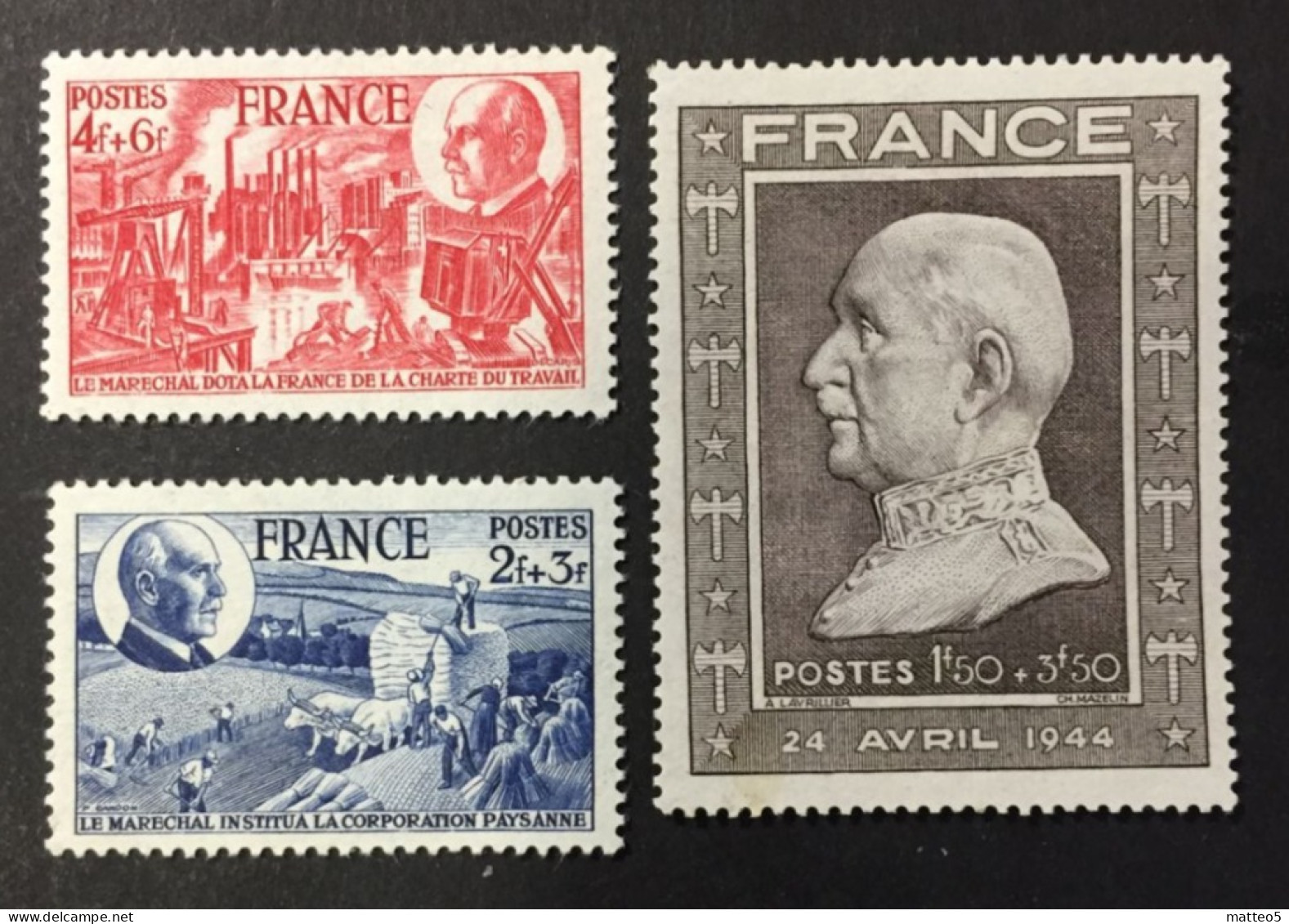 1944 France - Marshal Pètain - Unused - 1941-42 Pétain