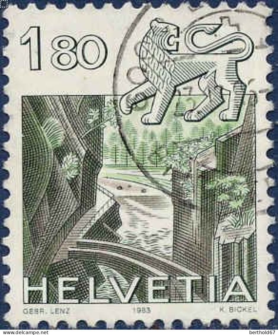 Suisse Poste Obl Yv:1172 Mi:1243 (Signes Du Zodiaque Lion Et Gorges De L'Areuse) (beau Cachet Rond) - Gebraucht