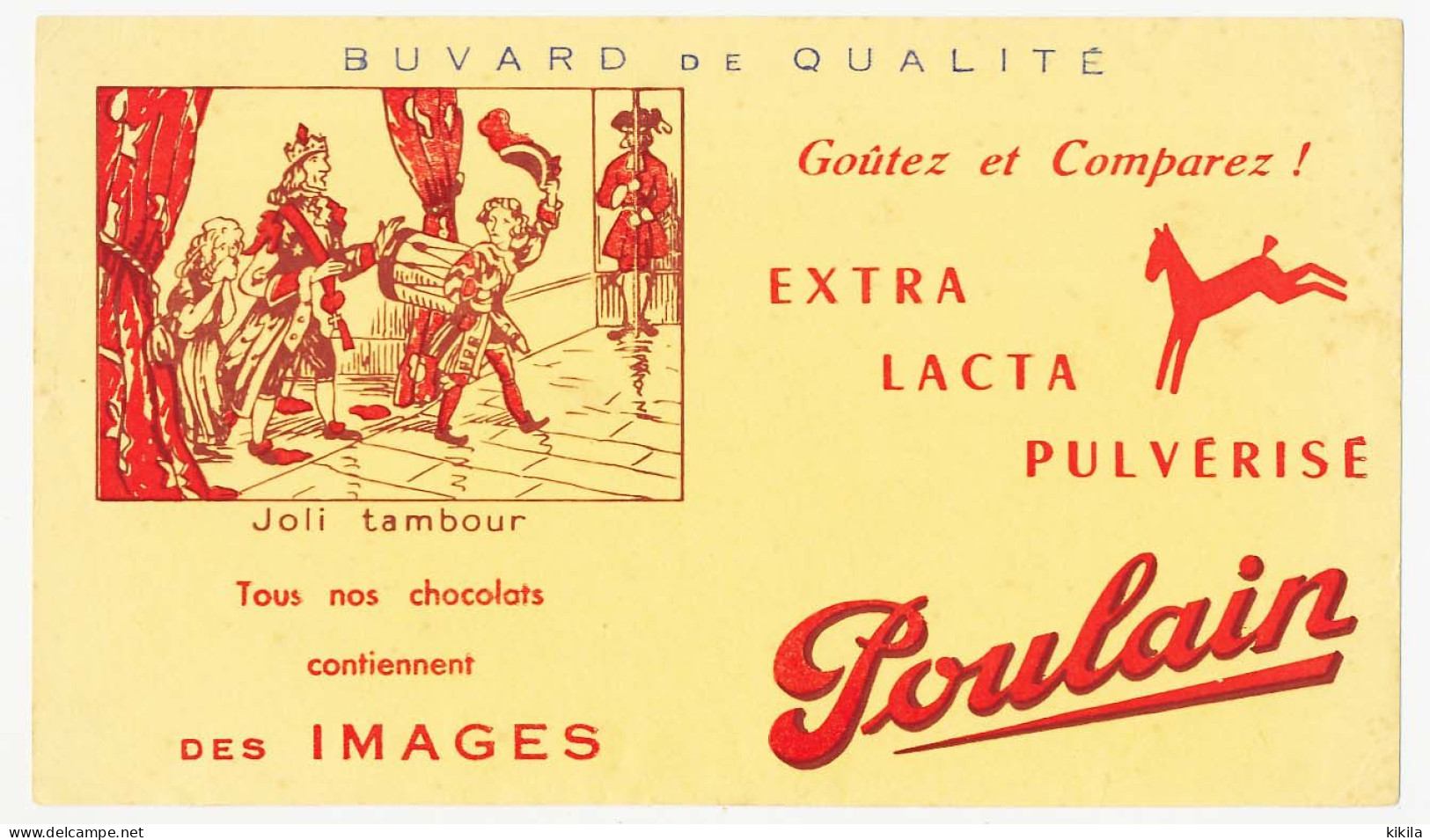 Buvard 21.7 X 12.5 Chocolat POULAIN  Images Joli Tambour  Papier Jaune - Cacao