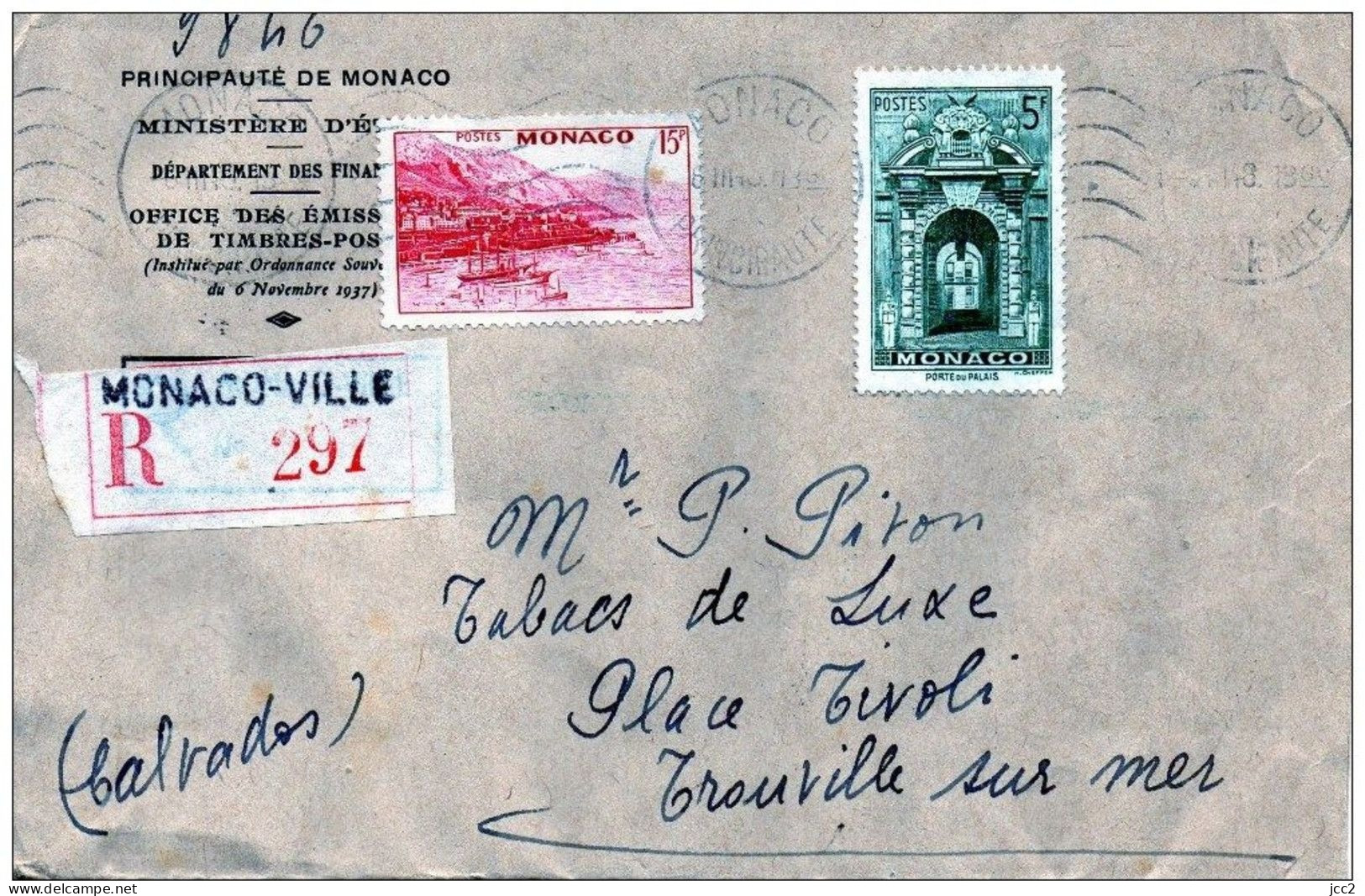 MONACO Lettre Recommendé - Postmarks