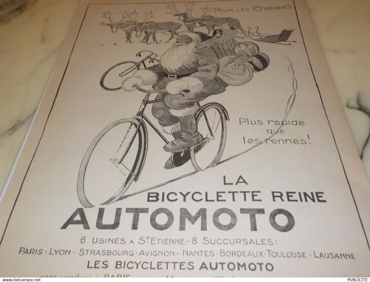 ANCIENNE PUBLICITE POUR LES ETRENNES  LA BICYCLETTE REINE   AUTOMOTO 1921 - Moto