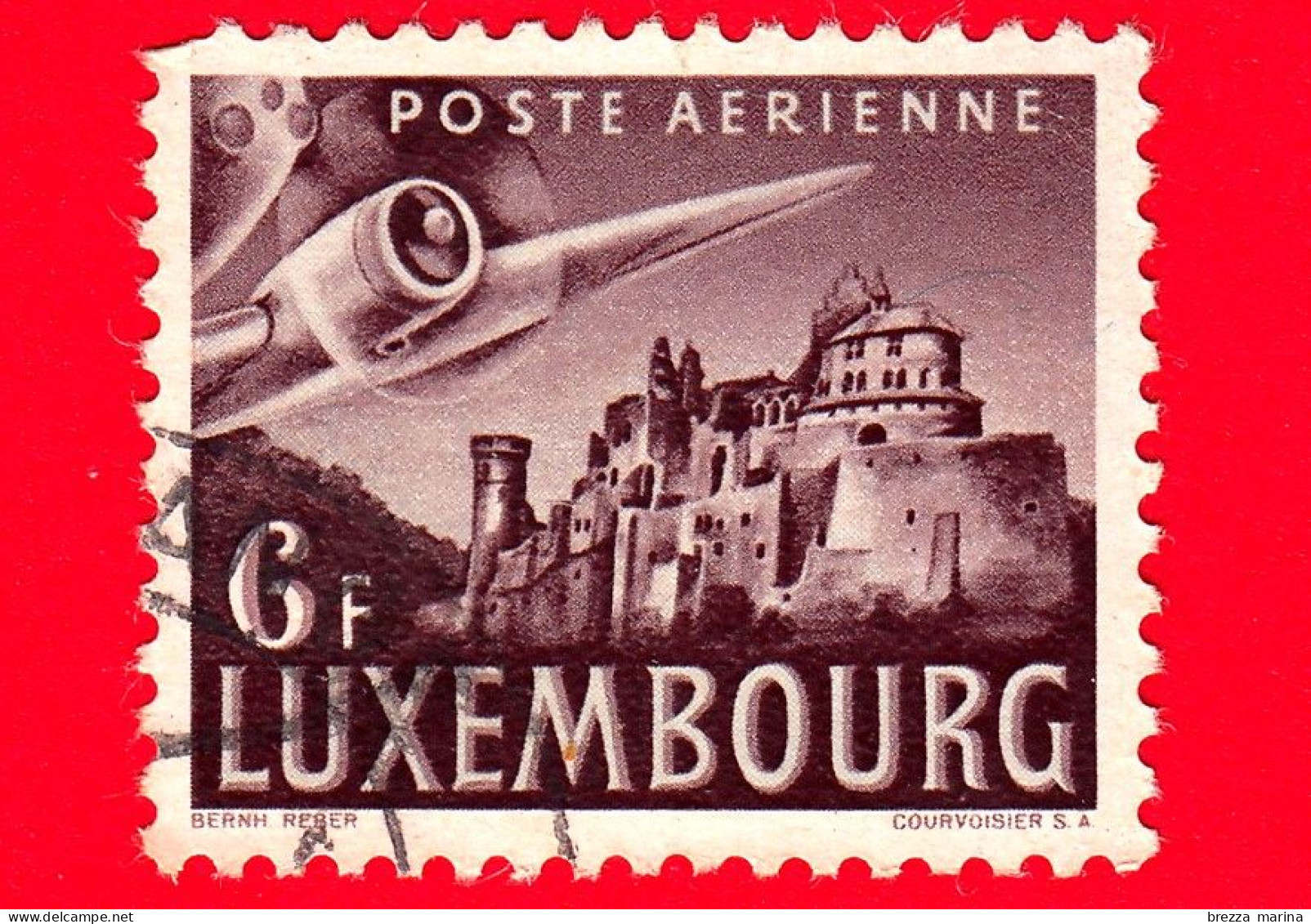 LUSSEMBURGO - Usato - 1946 - Aereo Sul Castello Di Vianden - 6 - Posta Aerea - Oblitérés