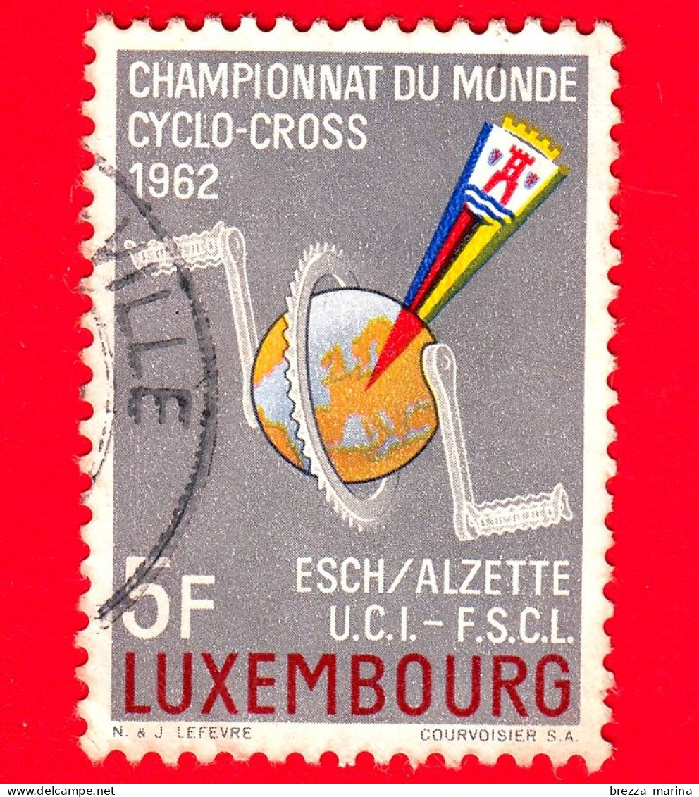 LUSSEMBURGO - Usato - 1962 - Campionati Mondiali Di Ciclocross, Esch-sur-Alzette - Globo All'interno Dell'asse Dei Pedal - Usados