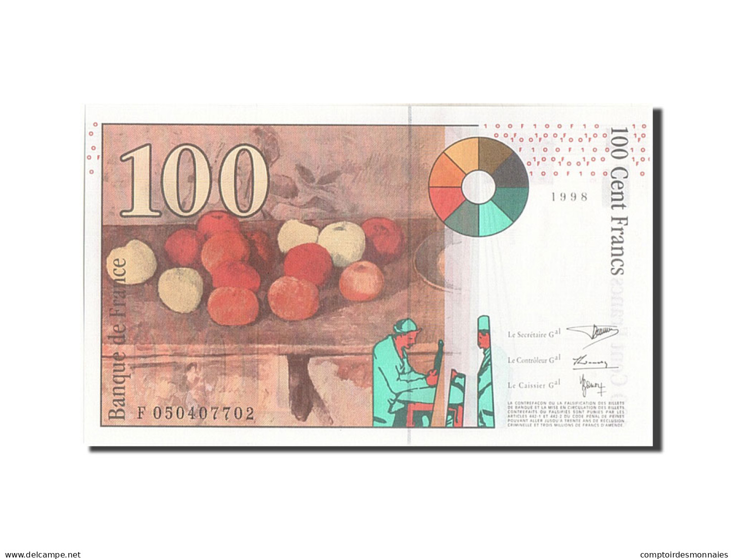 Billet, France, 100 Francs, 100 F 1997-1998 ''Cézanne'', 1998, NEUF - 100 F 1997-1998 ''Cézanne''