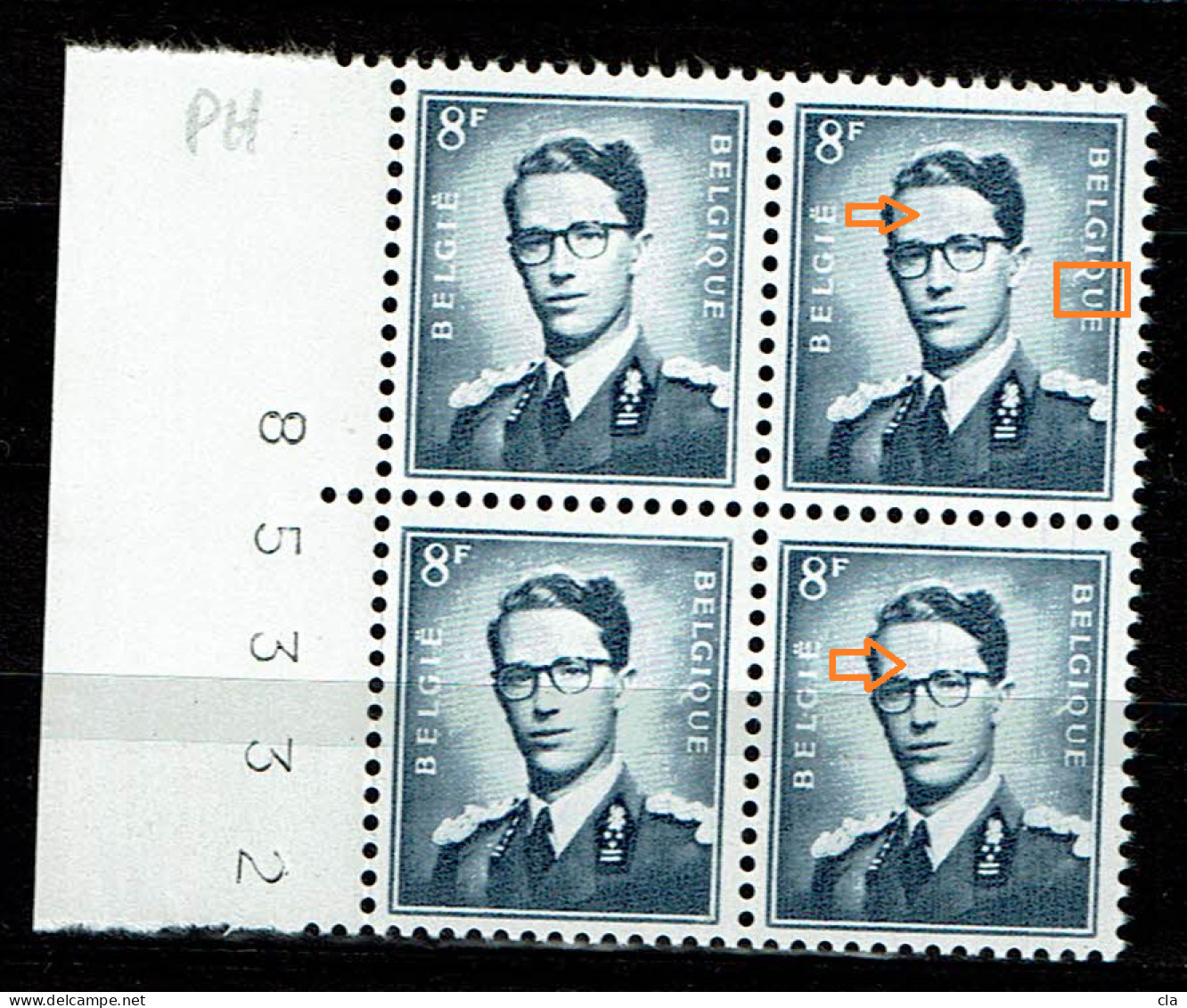 1071 P3  Bloc 4  Bdf  **  T 2 Et 4  LCV 5  Ligne Vert. Et T 2  Point U - 1953-1972 Lunettes