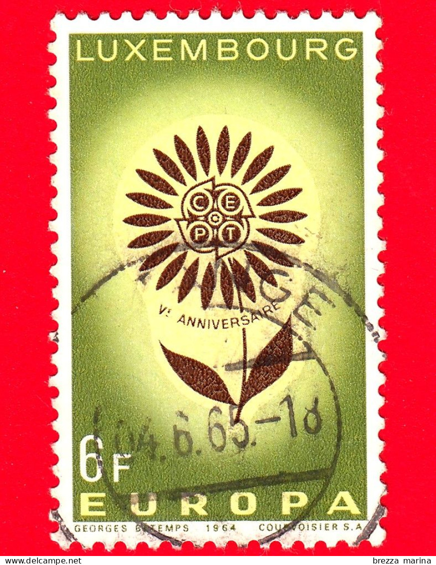 LUSSEMBURGO - Usato - 1964 - Europa - Fiore Stilizzato Con 19 Petali - 6 - Oblitérés