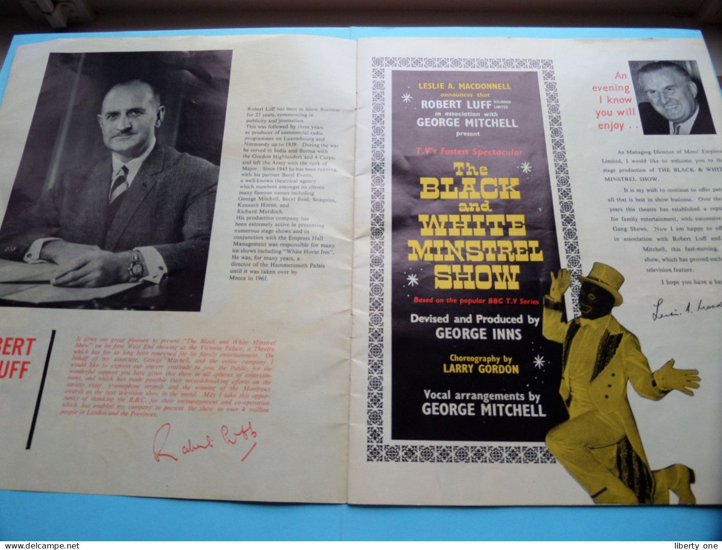 The BLACK & WHITE MINSTREL SHOW > Souvenir Brochure 2'6 ( Robert Luff ) Anno 19?? ( See SCANS Of All Pages ) ! - Programme