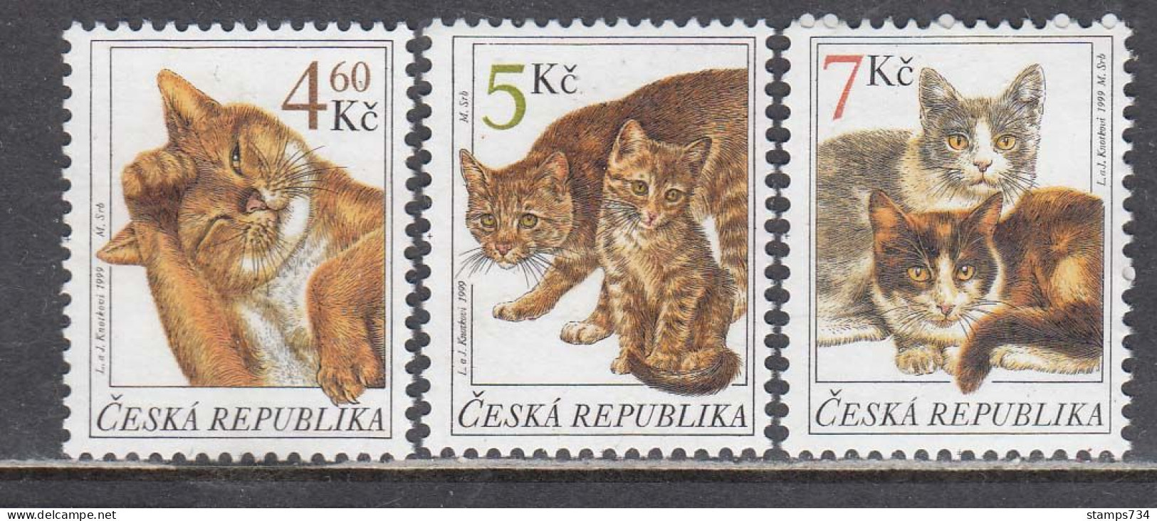 Czech Rep. 1999 - Cats, Mi-Nr. 204/06, MNH** - Ungebraucht