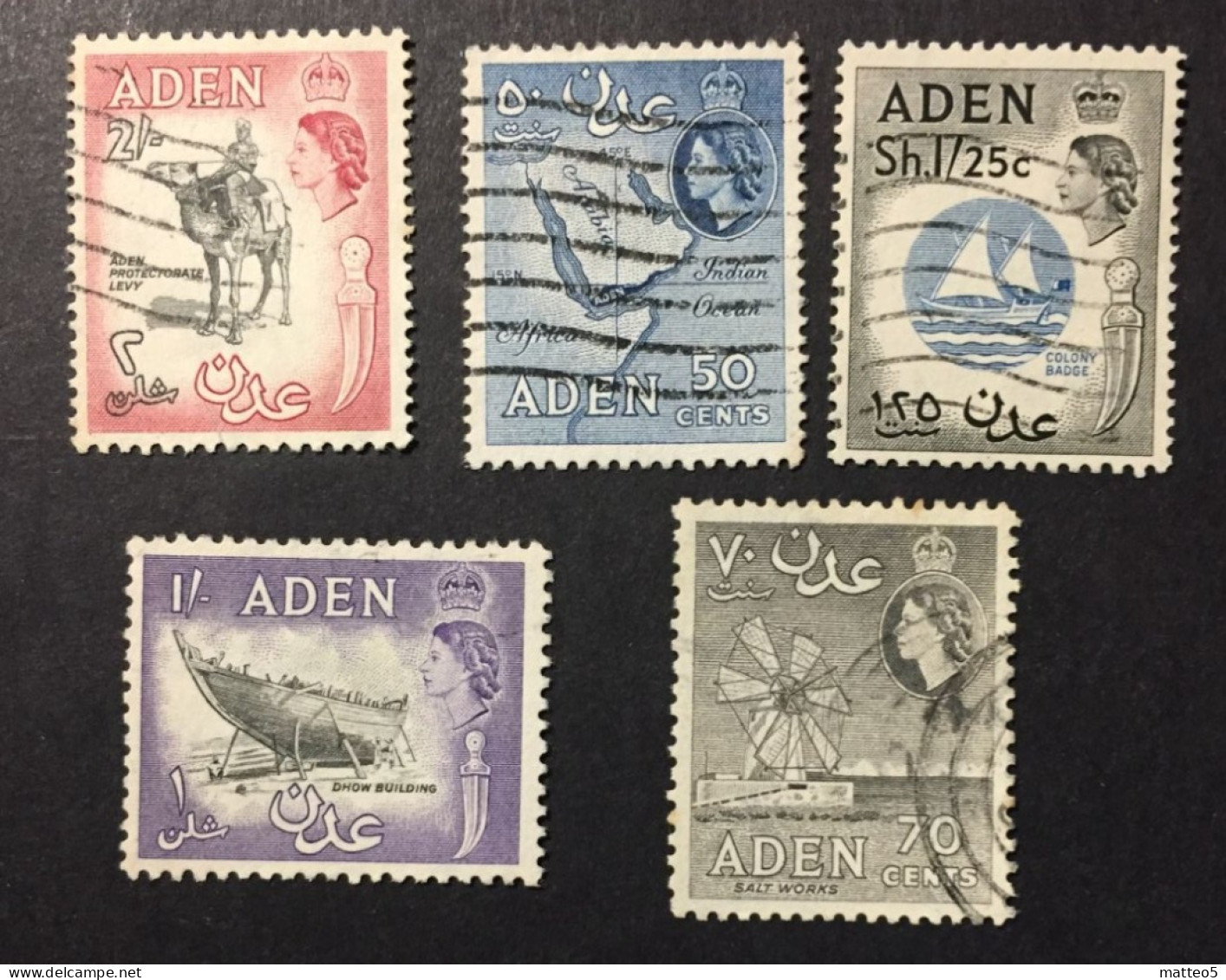 1953 Aden - Queen Elizabeth II MAP, Salt Works, Colony's Badge, Dromedary - Aden (1854-1963)