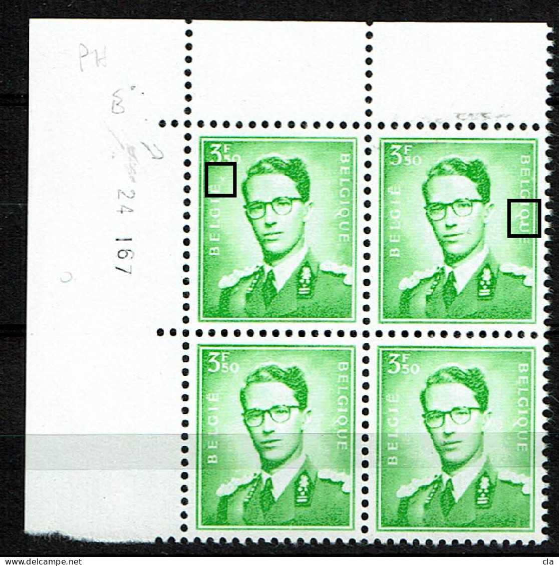 1068 Bloc 4 ** Cd  24I67 T1  Point Blanc E  T2 Q Point Blanc U - 1953-1972 Bril