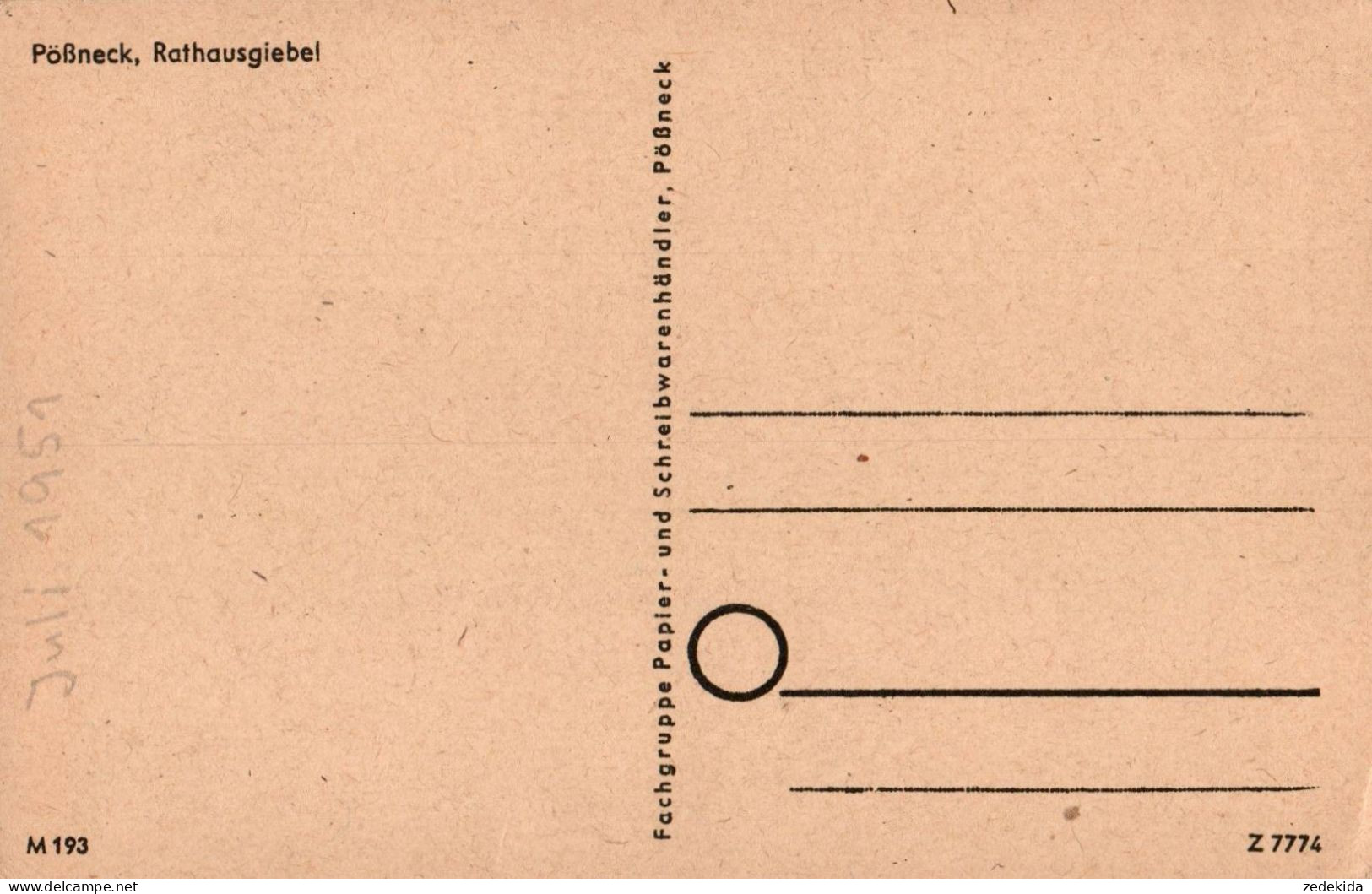 H0778 - Pößneck - Rathaus - Papier Und Schreibwaren - Poessneck