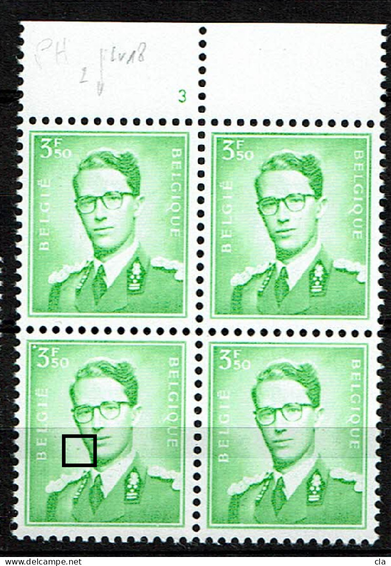 1068  P3  Bloc 4 Bdf  Pl 3  **  LV 18  Trait à Gauche Joue - 1953-1972 Anteojos