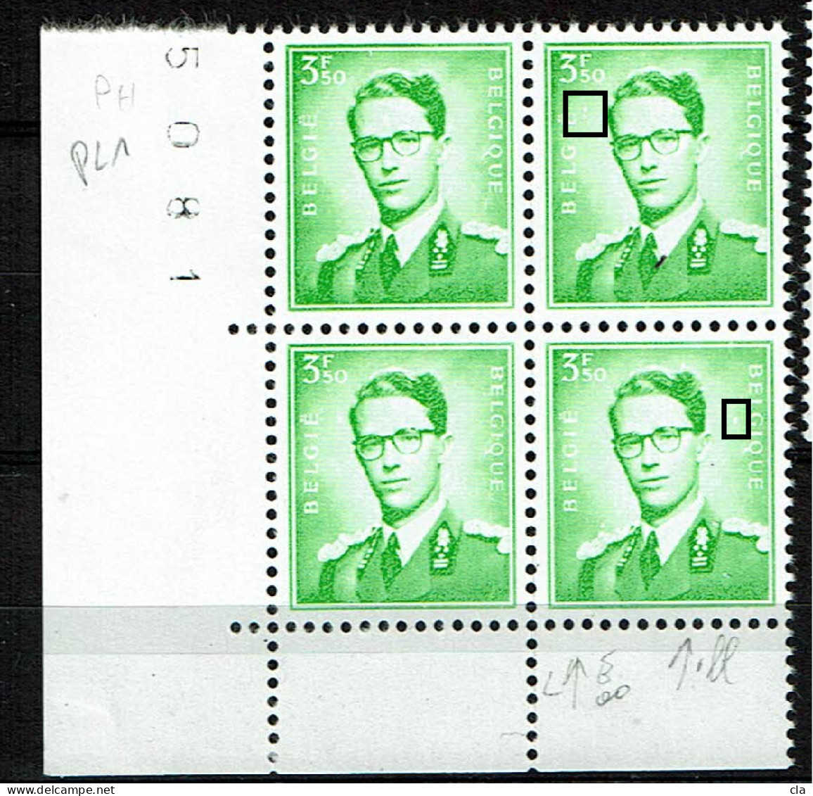1068  P3  Bloc 4 Cdf  **  T 2 Double Coquille T4  Point Blanc Sous G - 1953-1972 Anteojos