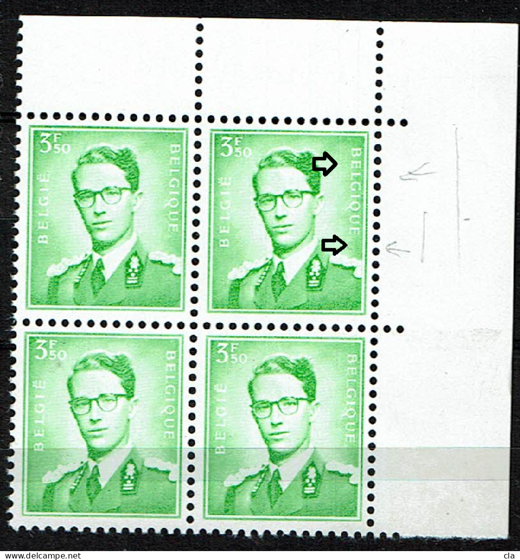 1068  P3  Bloc 4 Cdf  **  T 2 LCV 10 Et 11  Lignes Vert. Blanches Et Vertes - 1953-1972 Bril