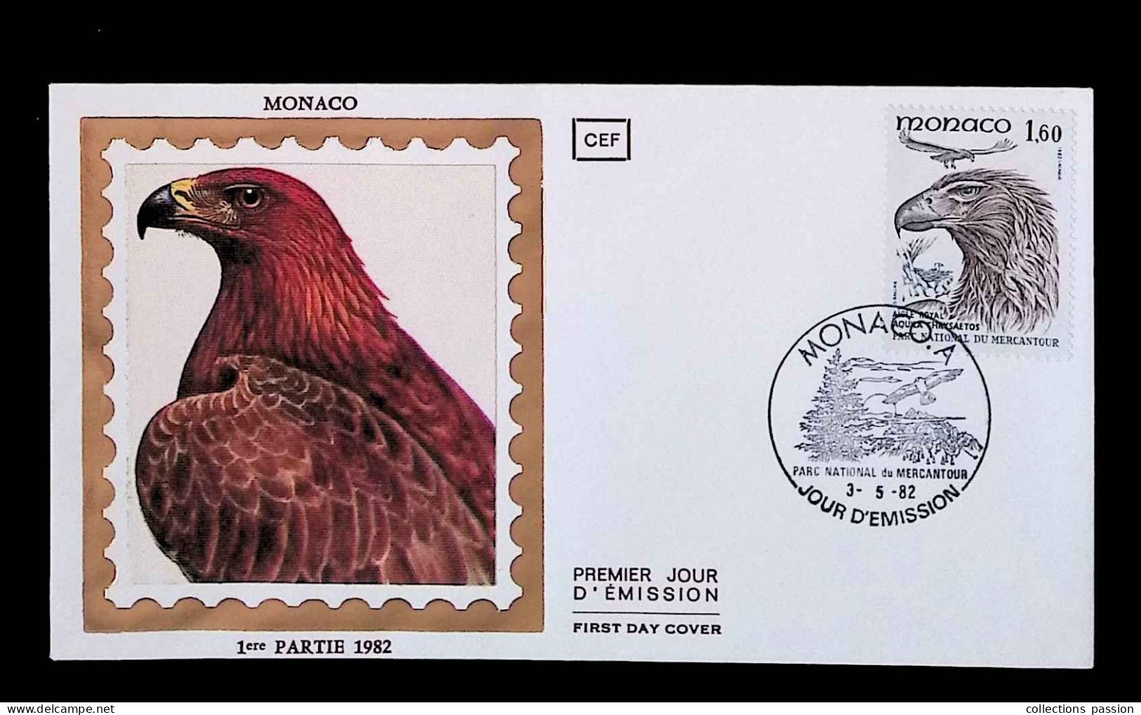 CL, FDC, 1 Er Jour, Monaco. A, 3-5-82, Parc National Du Mercantour, Aigle Royal - FDC