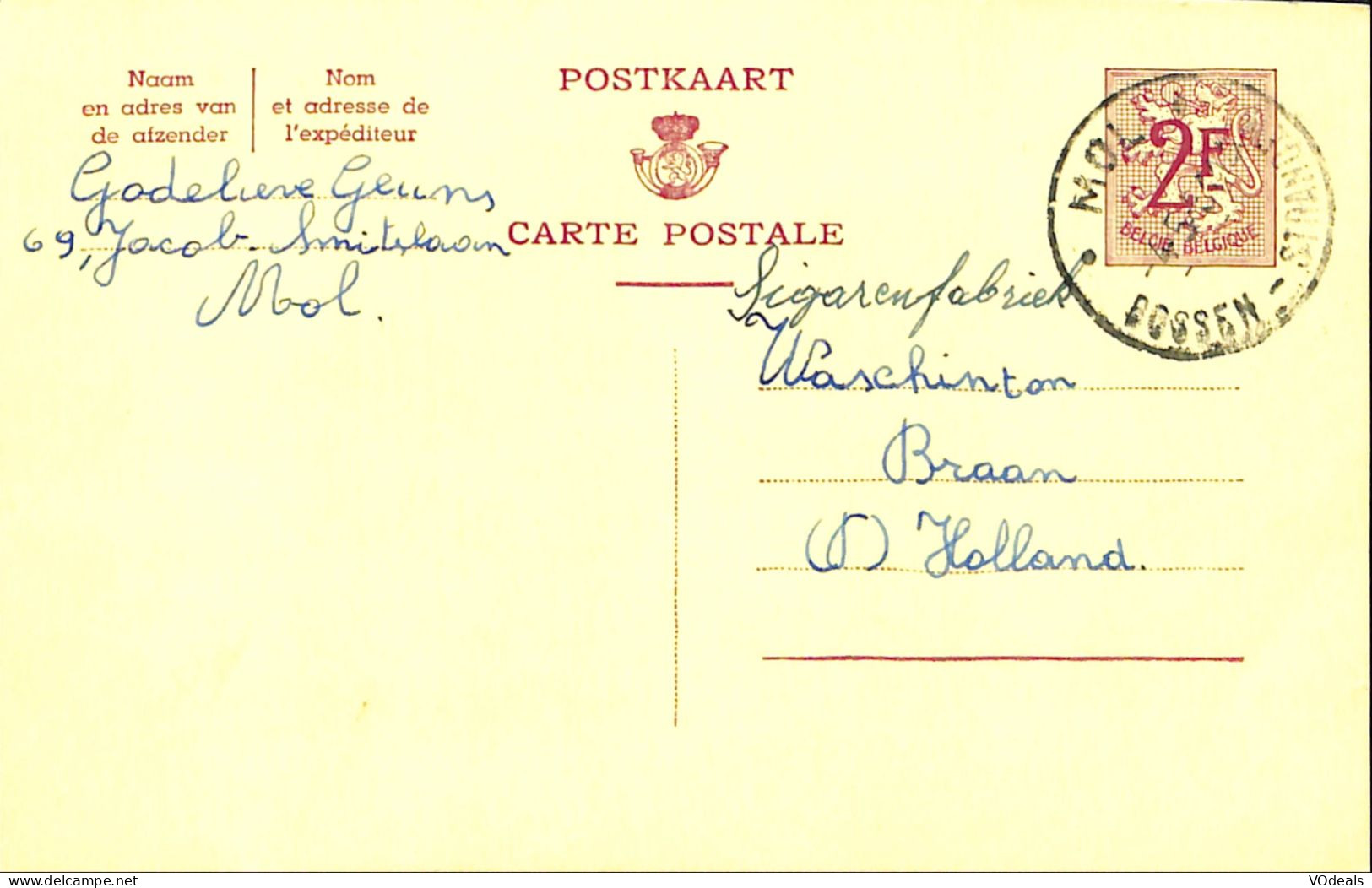 Belgique - Carte Postale - Entier Postal - 196? - Mol - Braan (Holland) - 2 Francs - Cartes Postales 1951-..