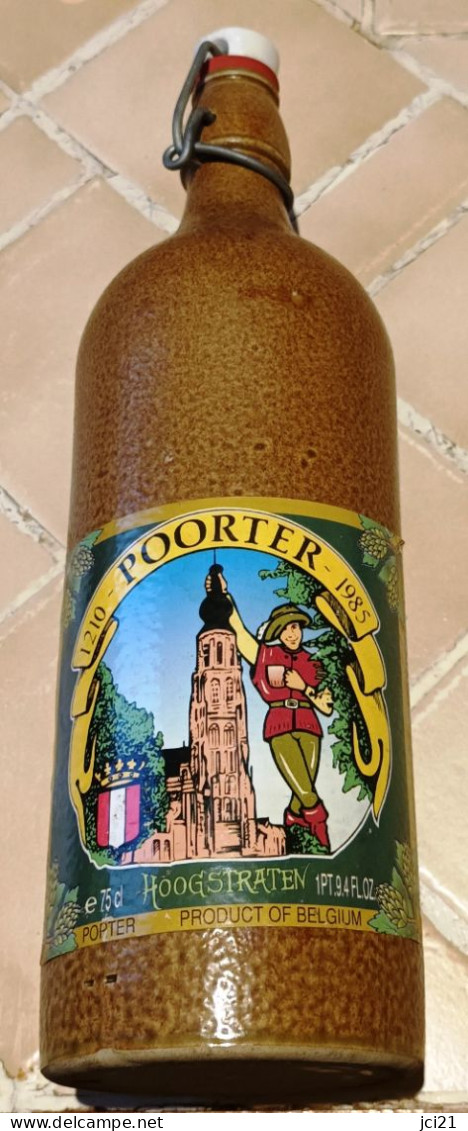Rare Bouteille Céramique Ou Grès Bière Belge " POORTER Hoogstraten " _Dvbb006 - Beer
